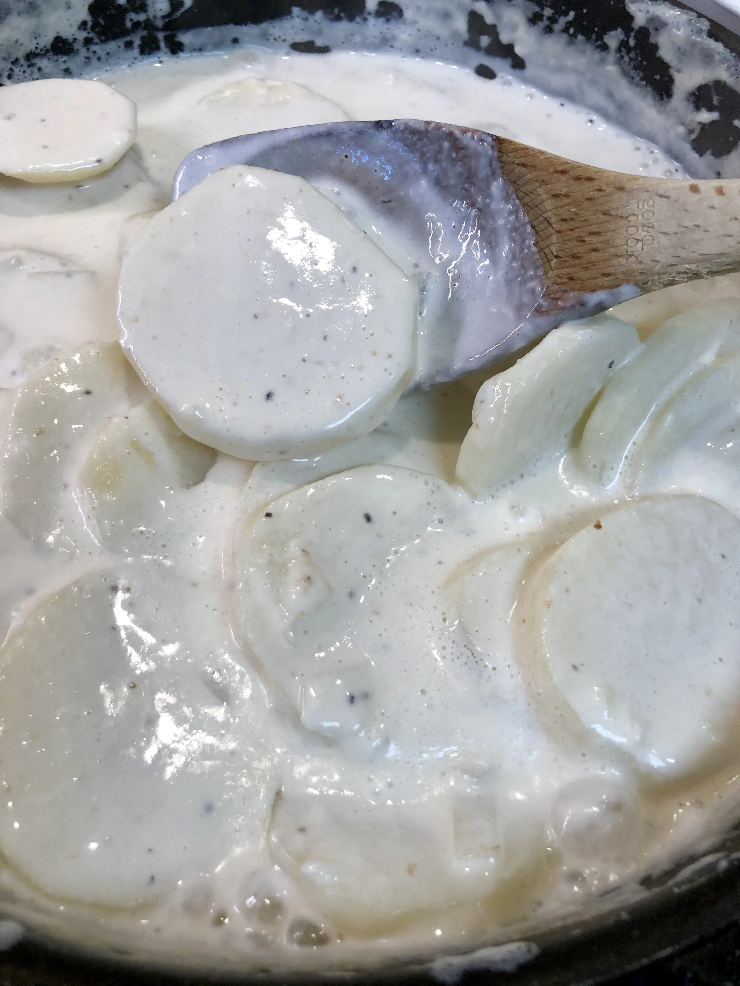 pre cook the potatoes until knife tender