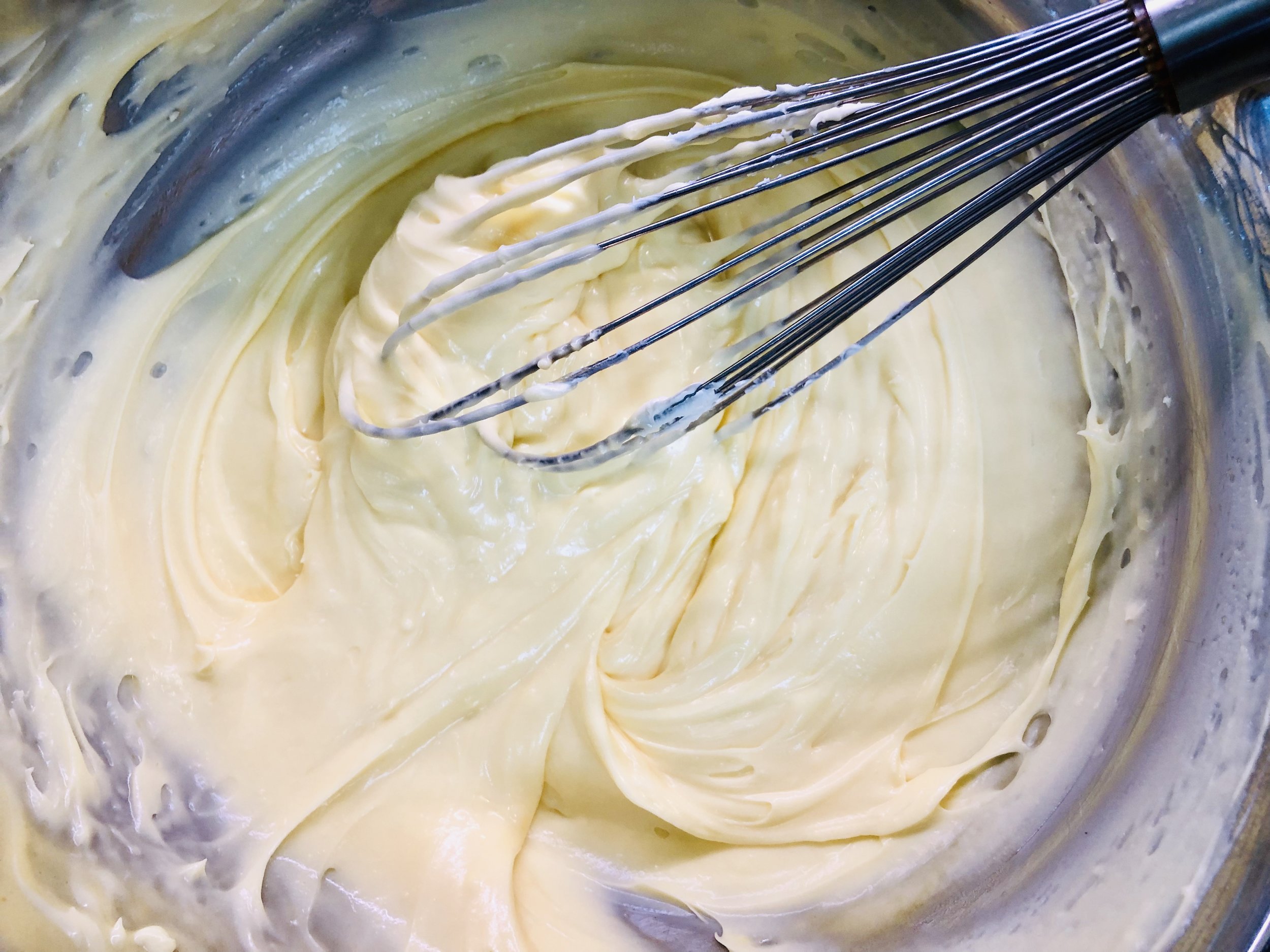 Thickened yolks and sugar, with added mascarpone . Heavenly!