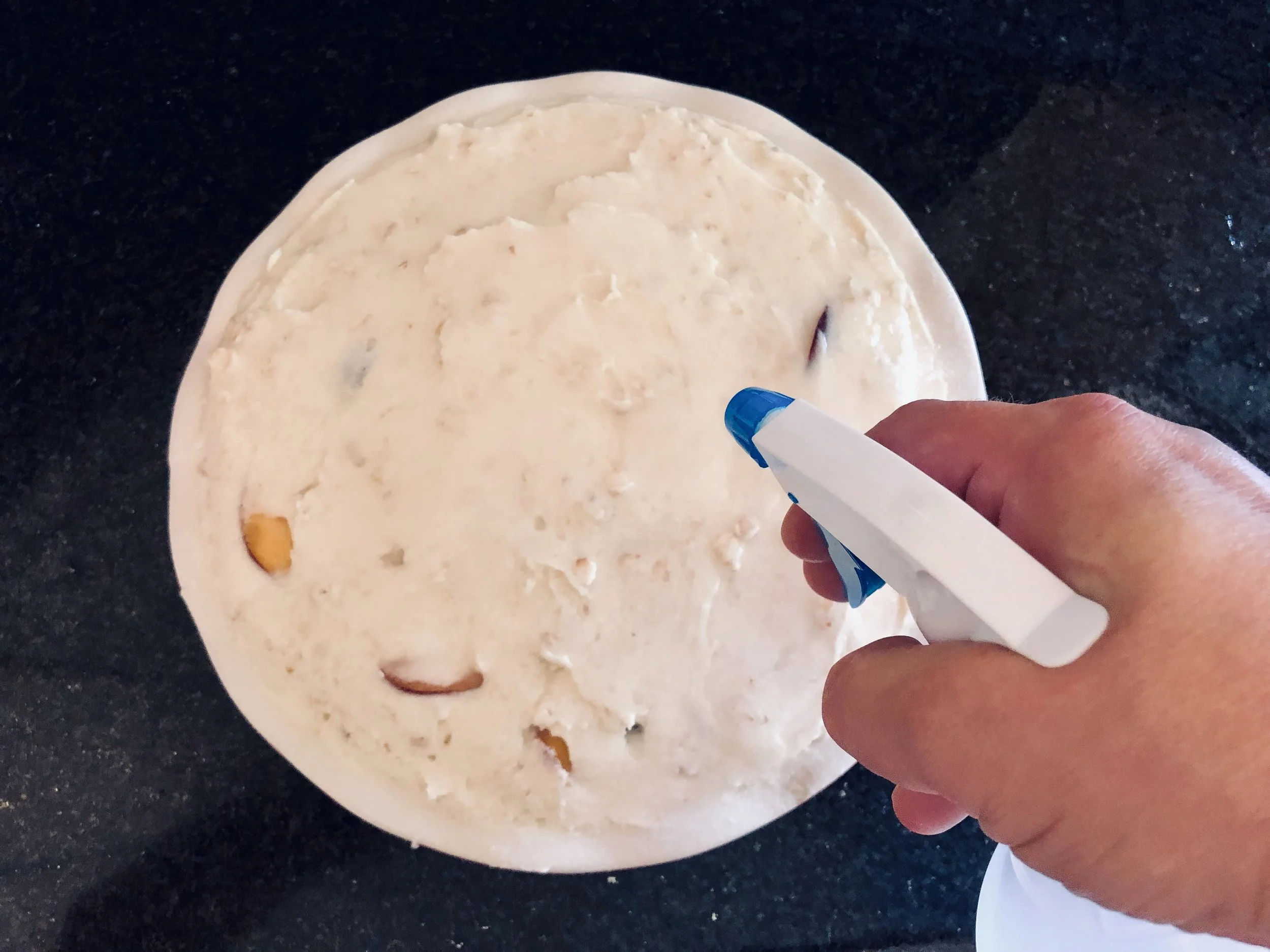 …then wet the top with cold water