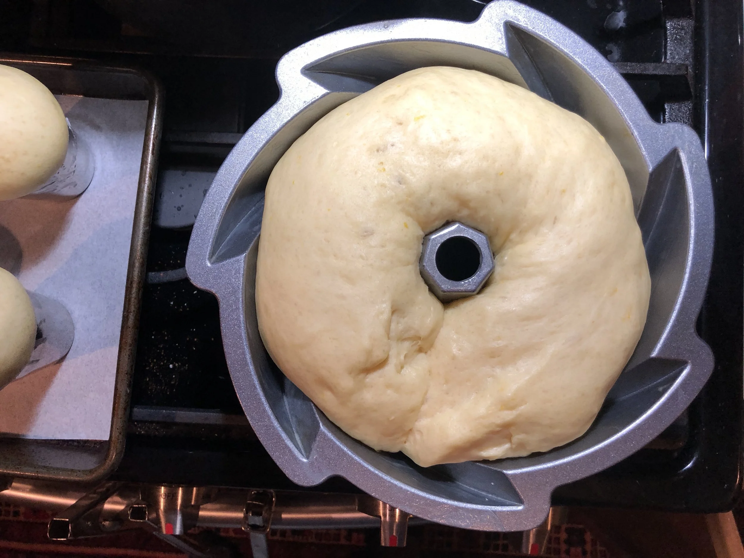 I had extra dough so placed it into a small decorative bundt pan.