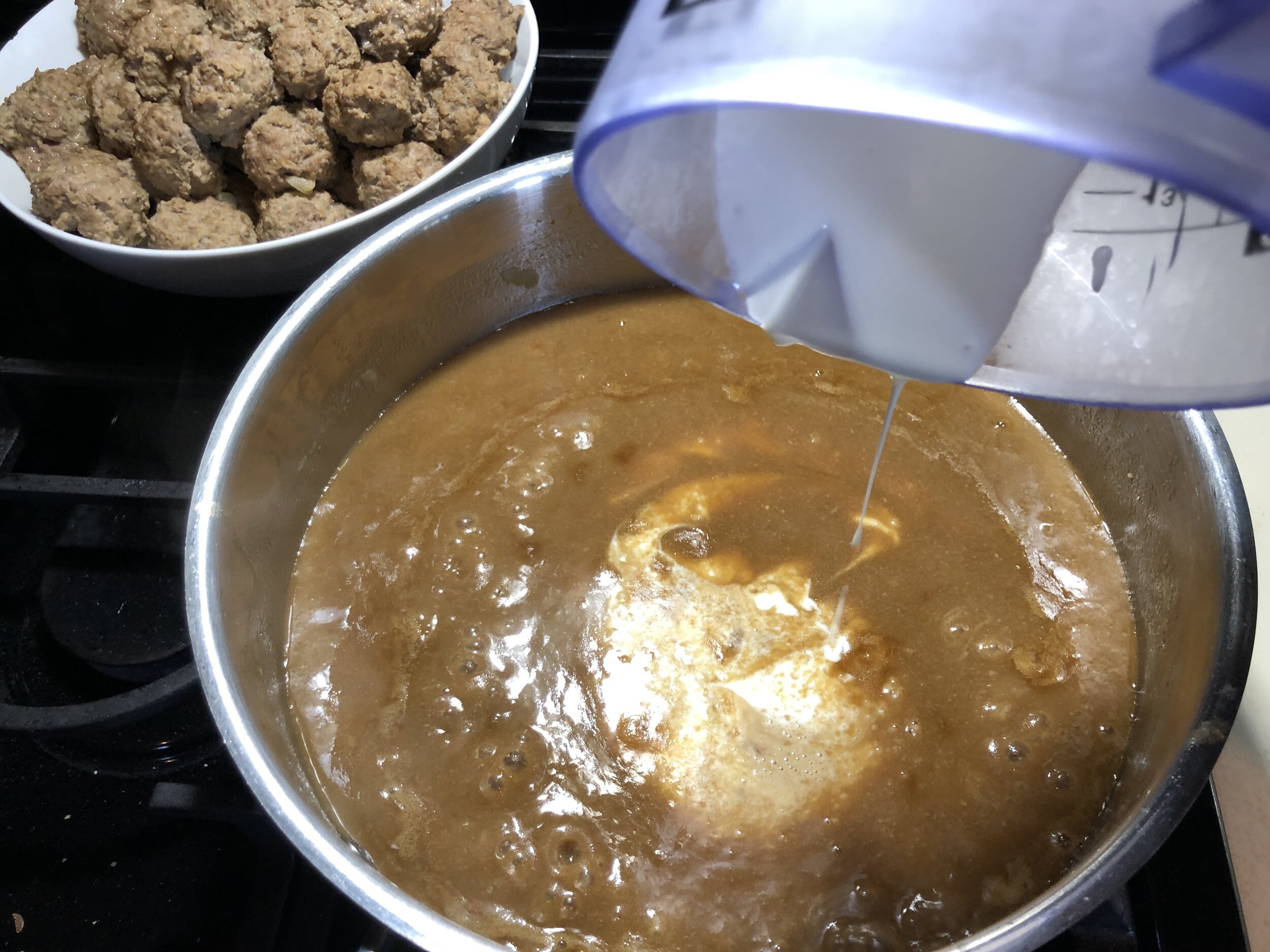 Finish (not Finnish) the sauce with heavy cream and sour cream.