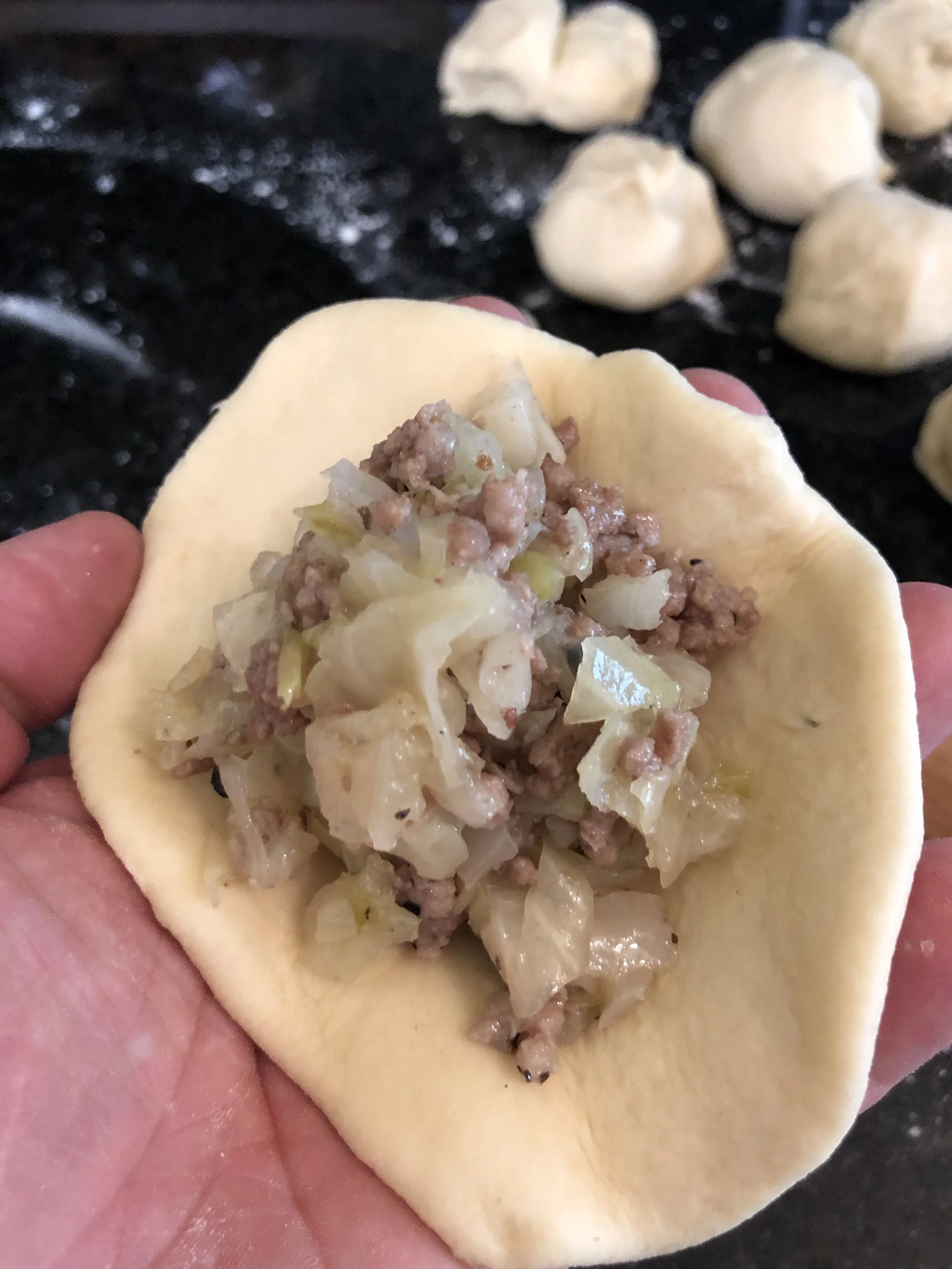 Fill the dough with your cooled runs filling.