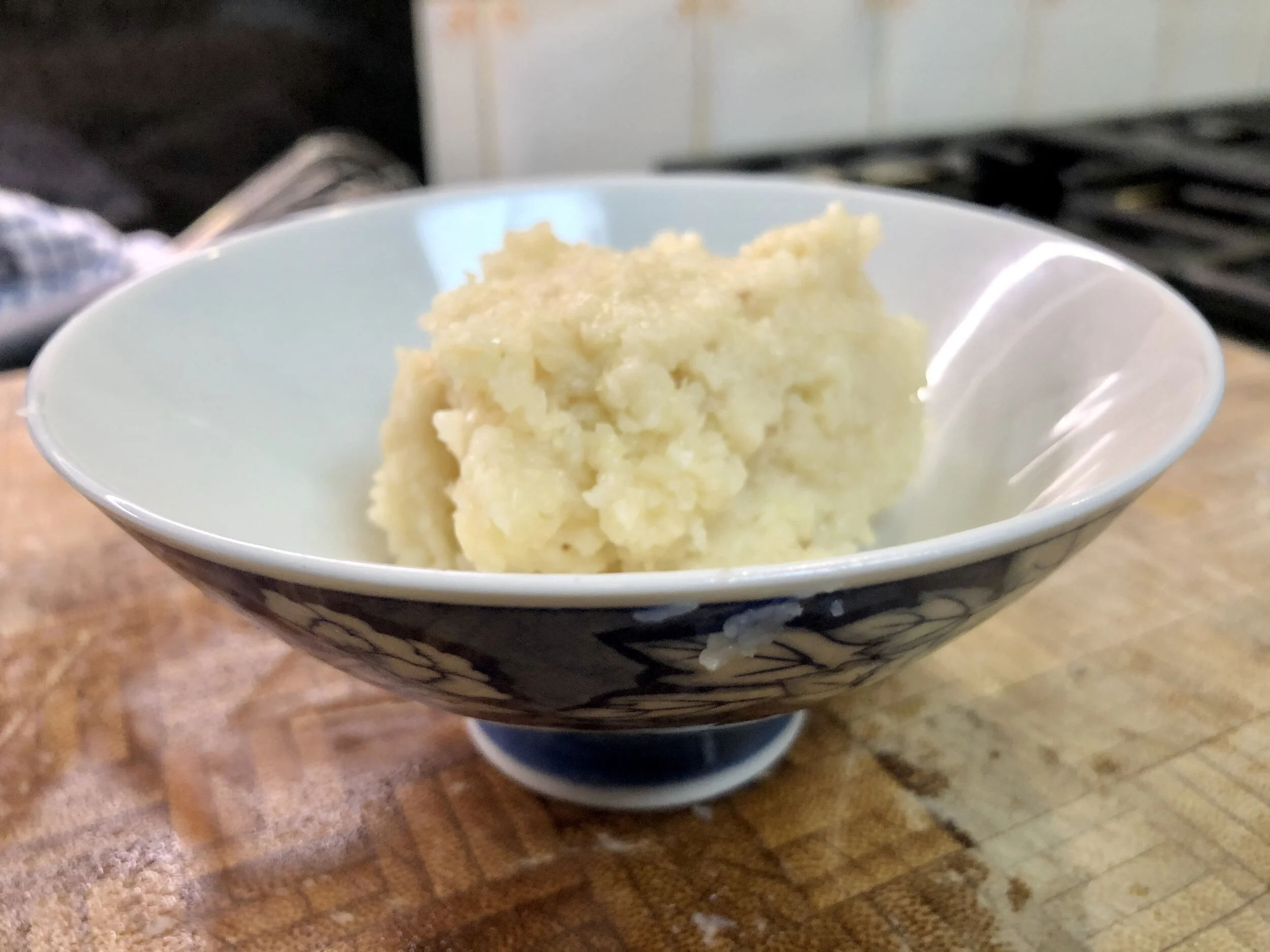 blanched, mashed/pureed garlic
