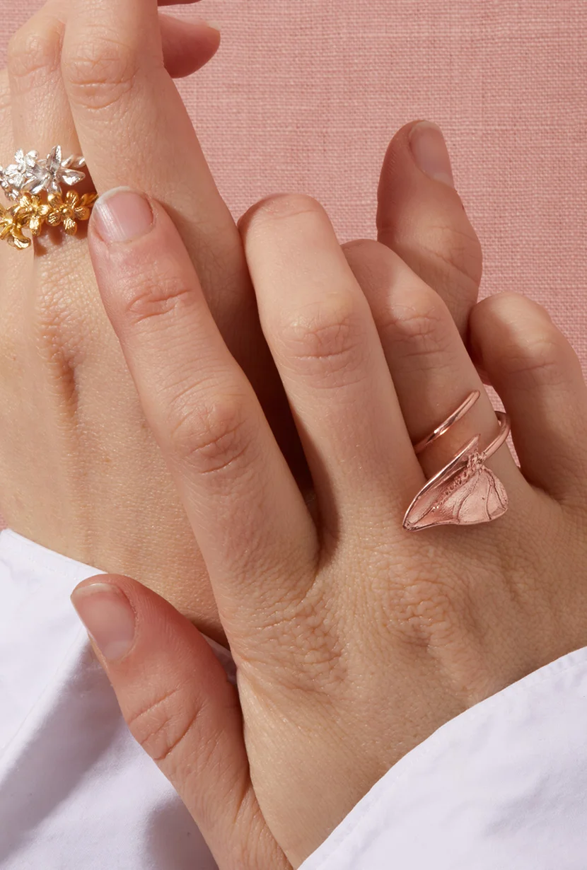 Garland-Ring-Sterling-SIlver-9ct-Yellow-Gold-Anthurium-Ring-9ct-Rose-Gold-Model-PDP