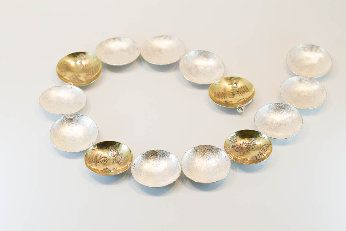 Disc Necklace Textured Gold — Jinbi Design - Main Image