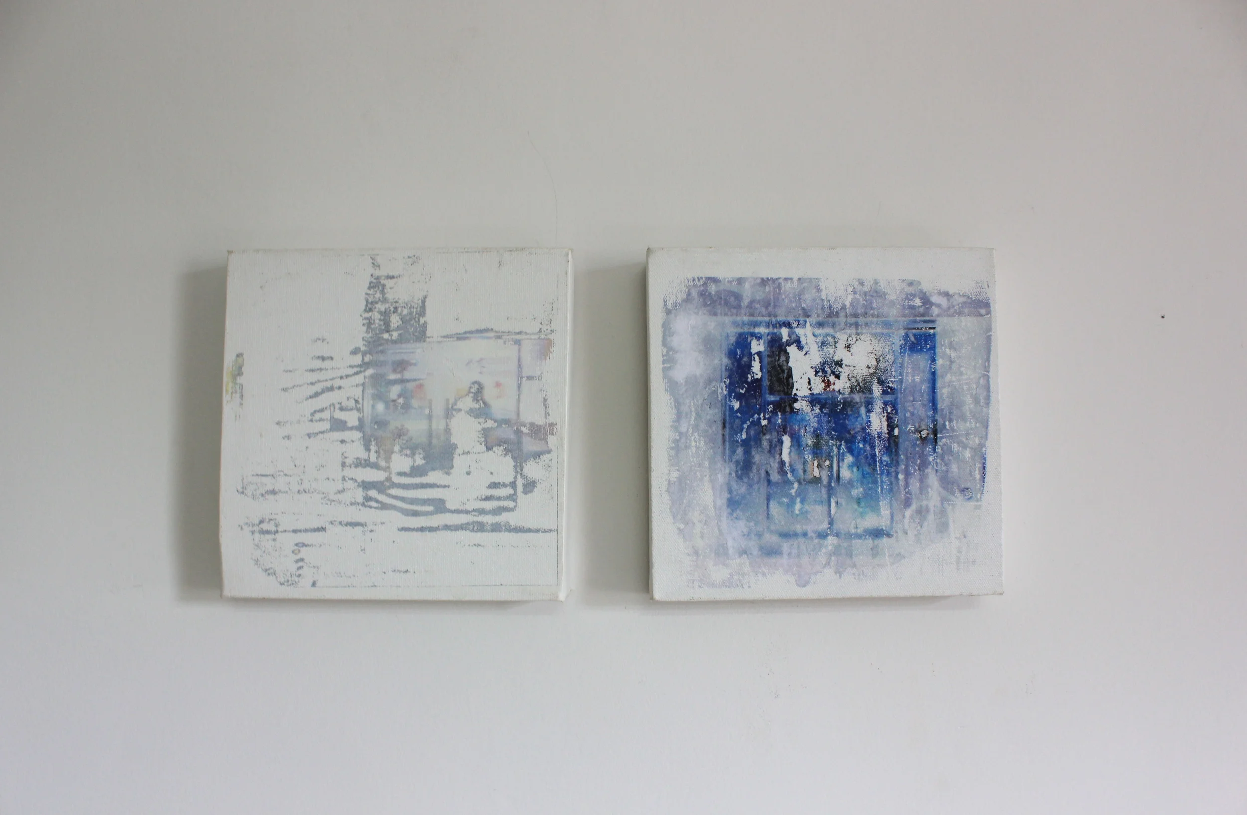    One Piece of Our Broken Vessel   ;   &nbsp;  photo transfer, gauche, graphite, acrylic on canvas; 20&nbsp;x 20cm each (six part series); 2010 