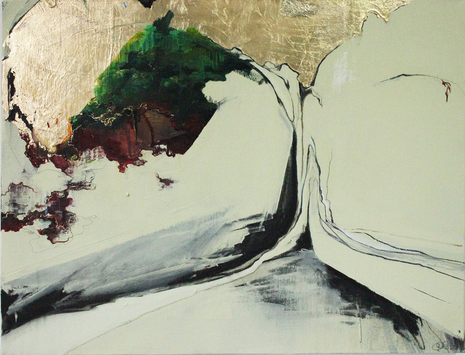     The Last Winter;   &nbsp;   gold leaf, graphite, acrylic, oil on canvas;&nbsp;120 x 100cm; 2012  