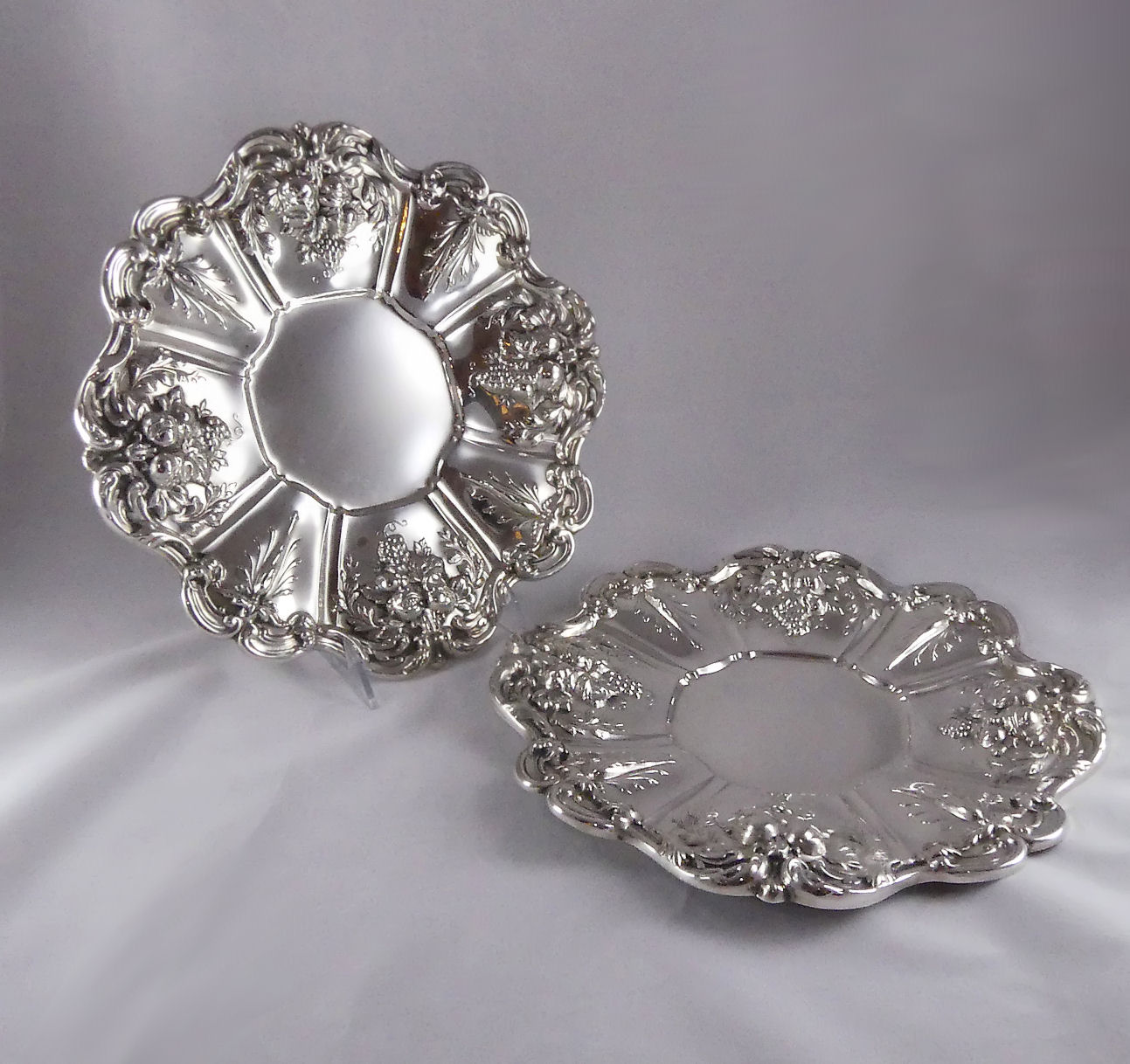 SOLD Reed & Barton Francis I Sterling Silver Pair 2 of Sandwich Plates
