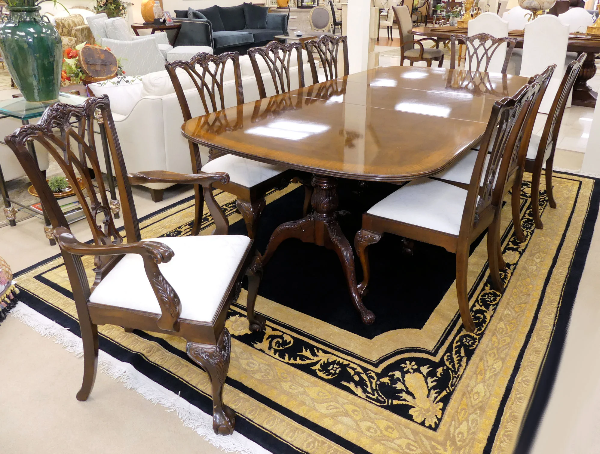 SOLD Drexel Heritage Chippendale Mahogany Dining Room Set