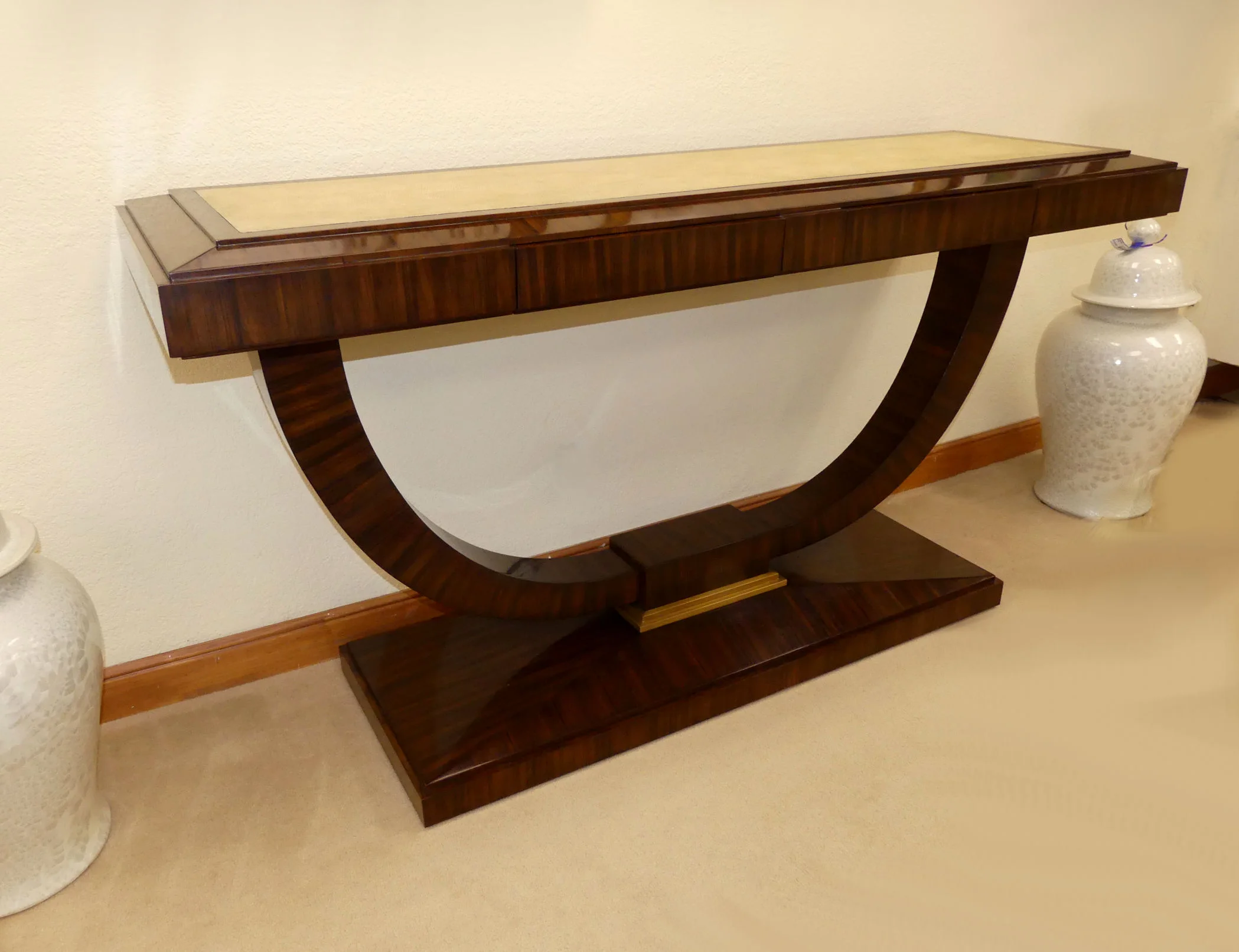 SOLD Maitland Smith Contemporary Rosewood Console Table with Natural Shagreen Inlay