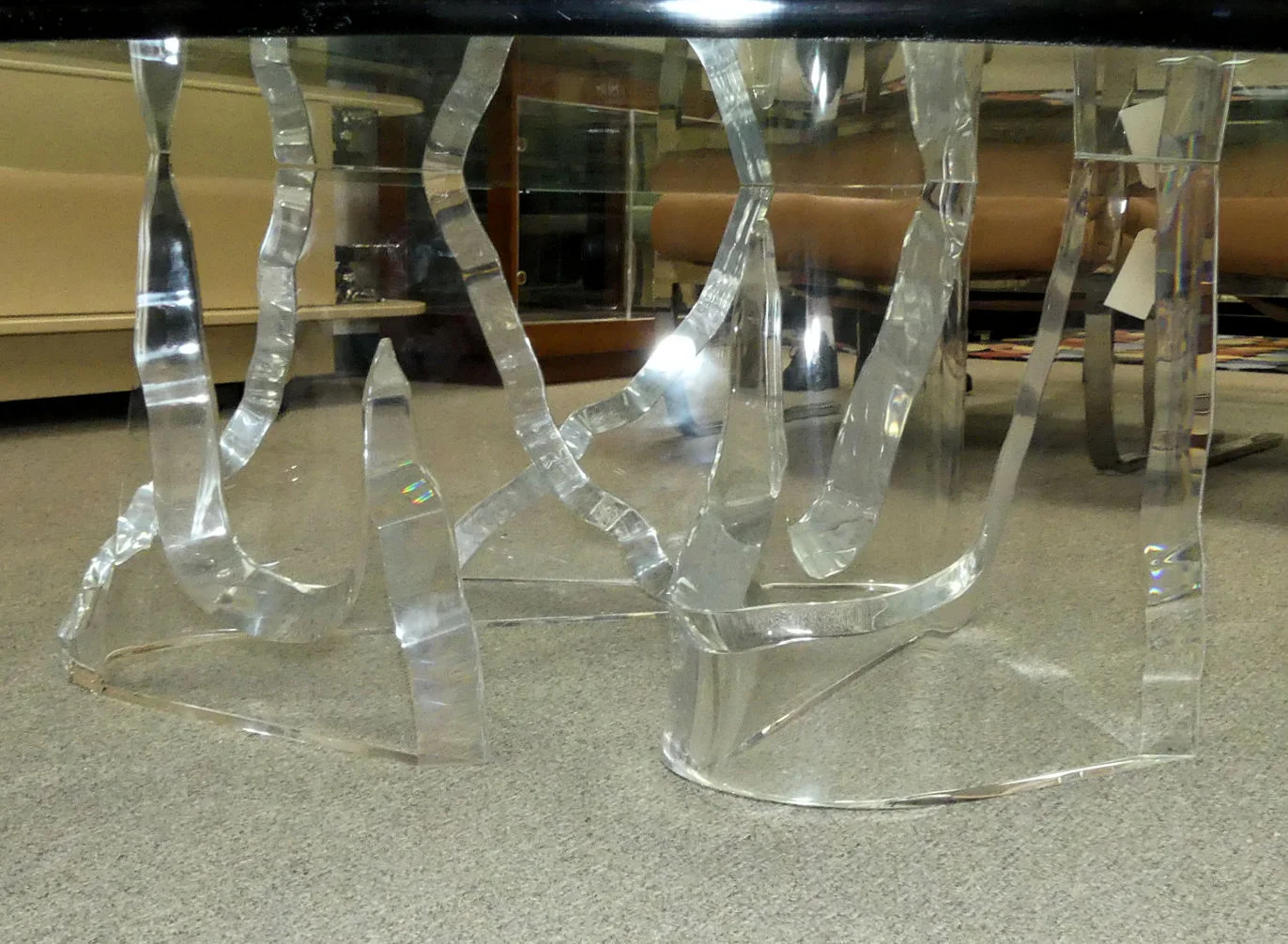 SOLD Lion in Frost 2 Piece Lucite Iceberg Cocktail Table Base