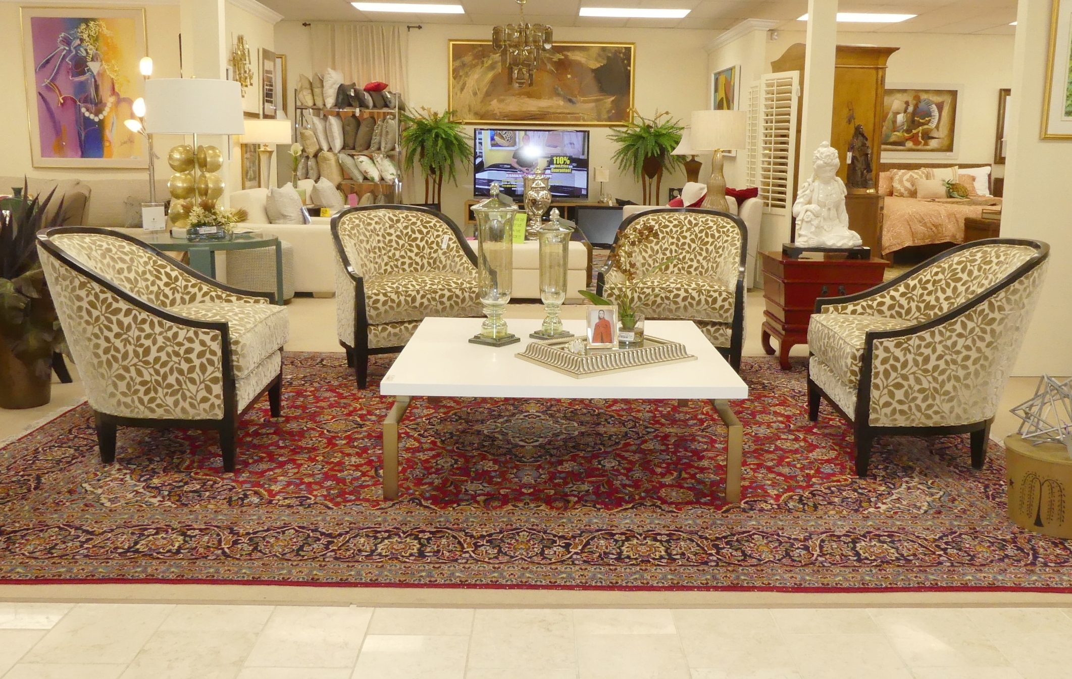 Sold Swaim F844 Lounge Chairs - Upholstered in Kravet Fabric