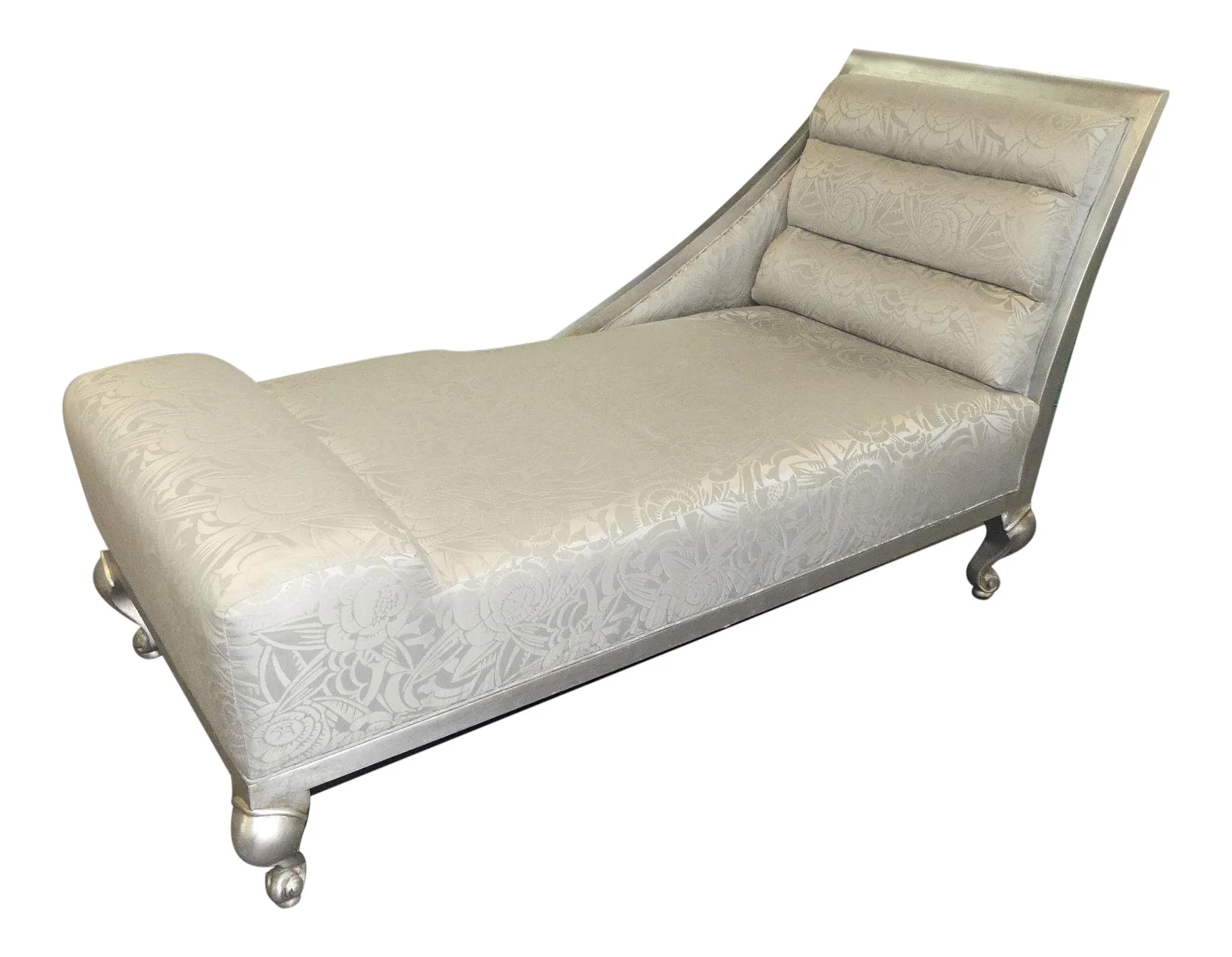 SOLD Hollywood Glamour Silver Chaise Lounge by IDG Studio