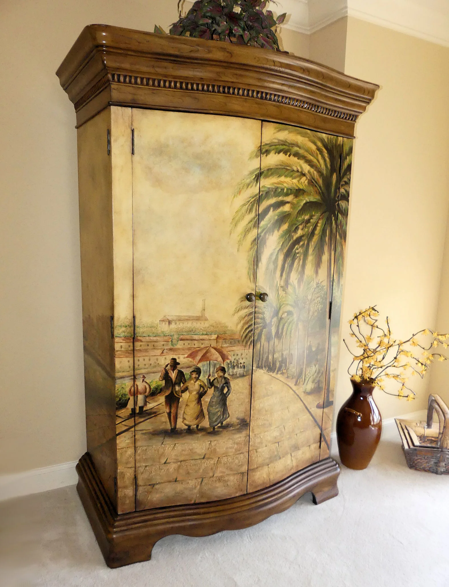 SOLD Hooker Seven Seas Paint Decorated Armoire