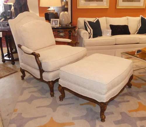 SOLD Taylor King Bergere Chair with Ottoman
