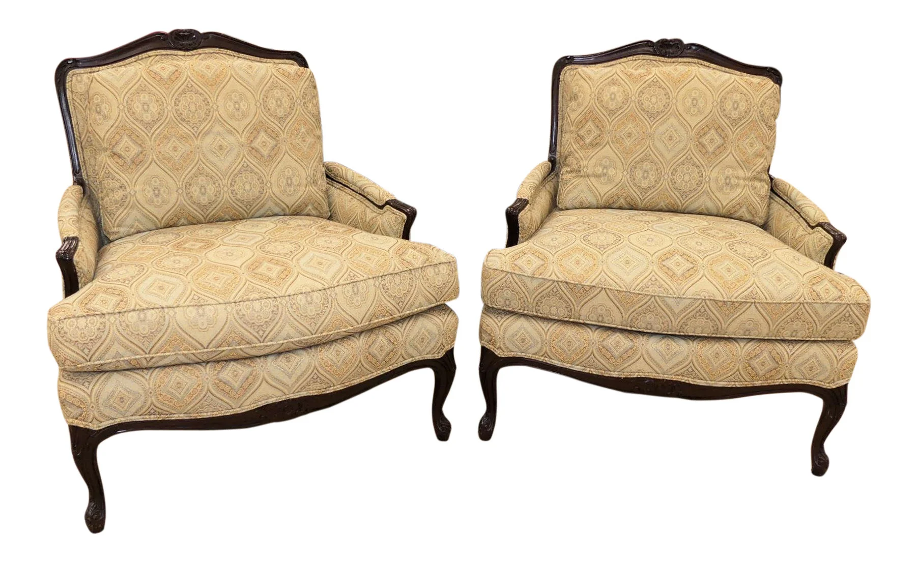 SOLD Pair of Calico Corners Custom Bergere Chairs