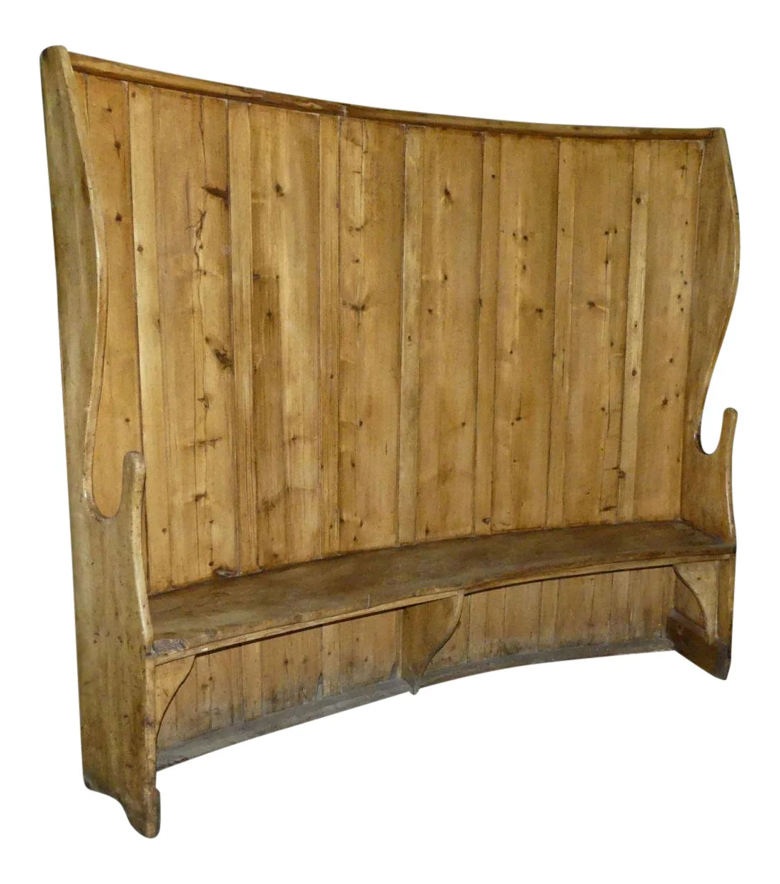 SOLD Antique High-Back Pine Bench