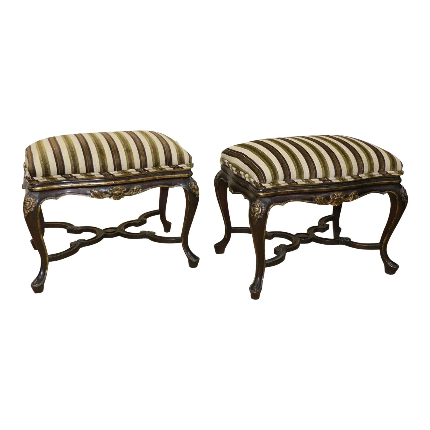 SOLD John Richard Gild Espreso Impera Carved Ottomans