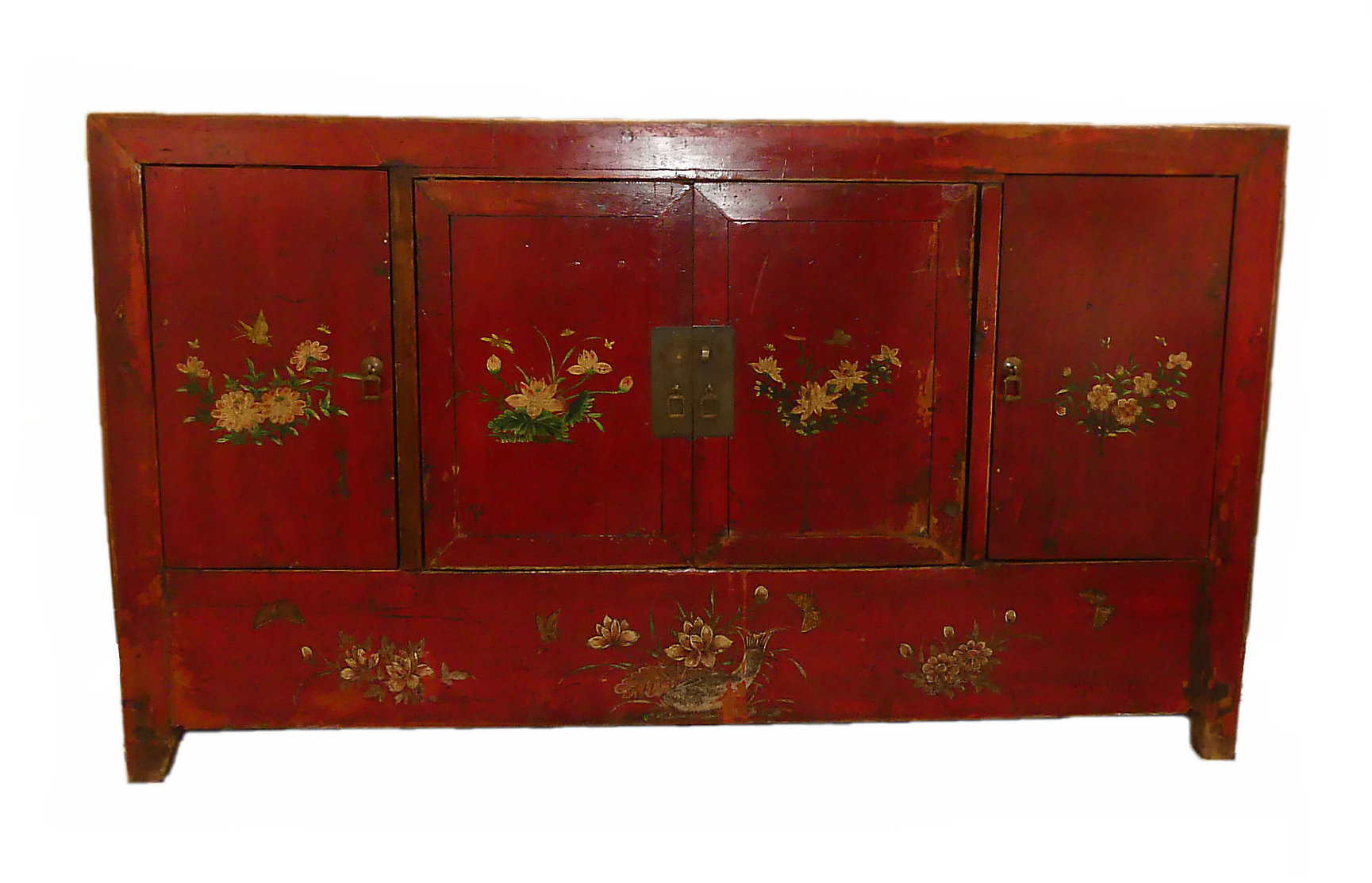 SOLD Rustic Hand Painted Mongolian Credenza or Cabinet