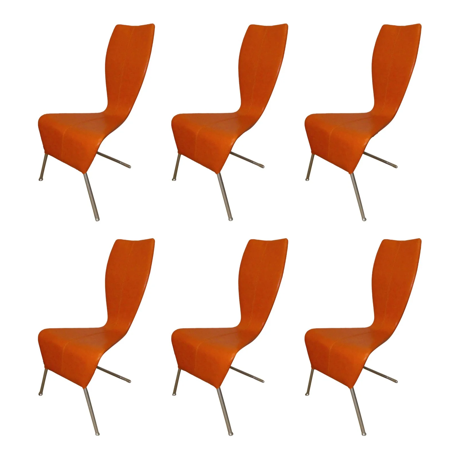 SOLD Set of 6 Modern Tangerine Orange Dining Chairs