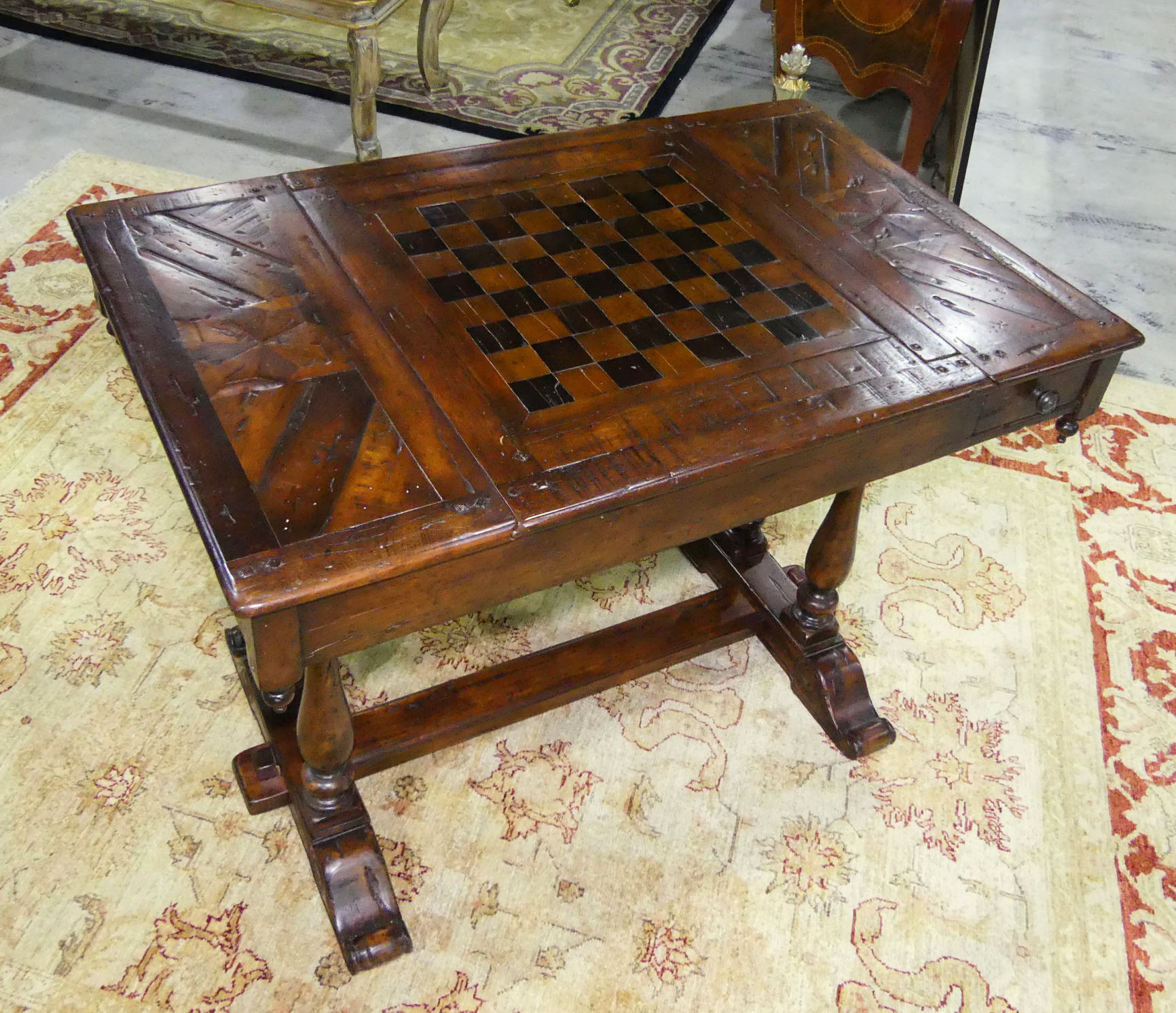 Theodore Alexander 5205-100 Convivial Mahogany Game Table w/Chess Board Inlay 