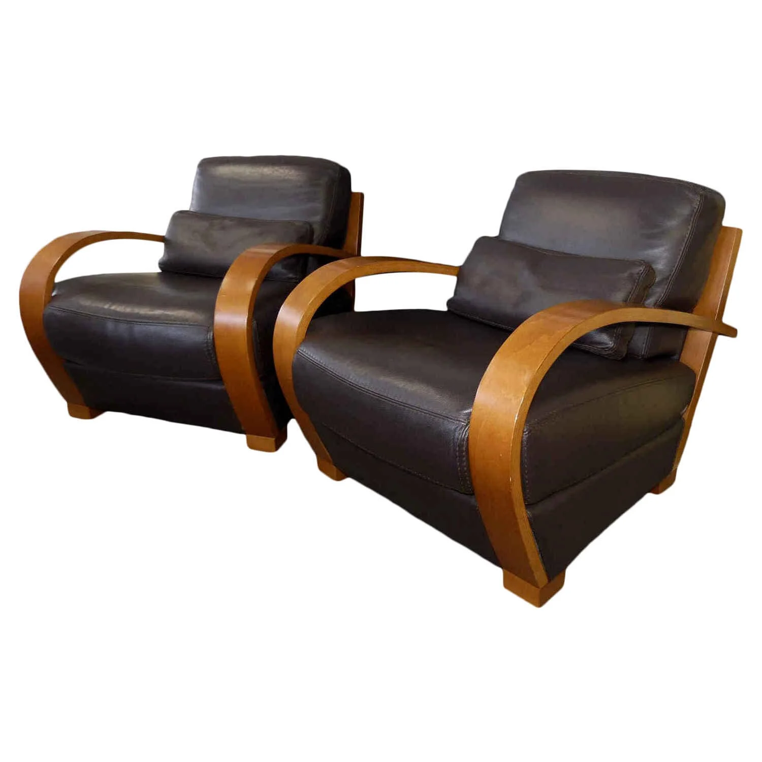 roche-bobois-brown-leather-exposed-wood-lounge-chairs 00SP.jpg