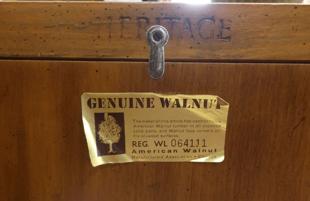 Vintage Heritage Marble Top Walnut Cabinet, Drexel Heritage Dresser With Marble Top