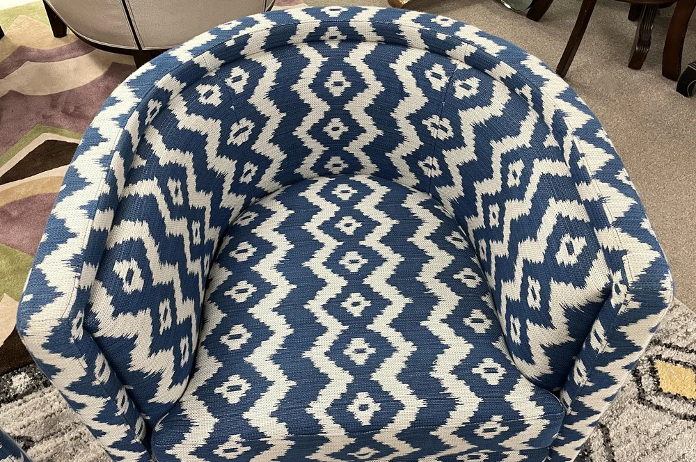 Encore Furniture Gallery-Pair of Custom Modern Ikat Tub Chairs