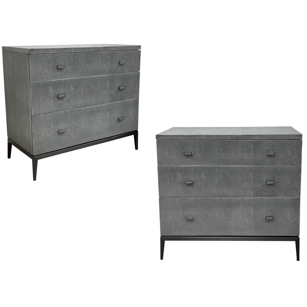 Encore Furniture Gallery-Pair - Mitchell Gold Bob Williams Faux Shagreen  3-Drawer Chests