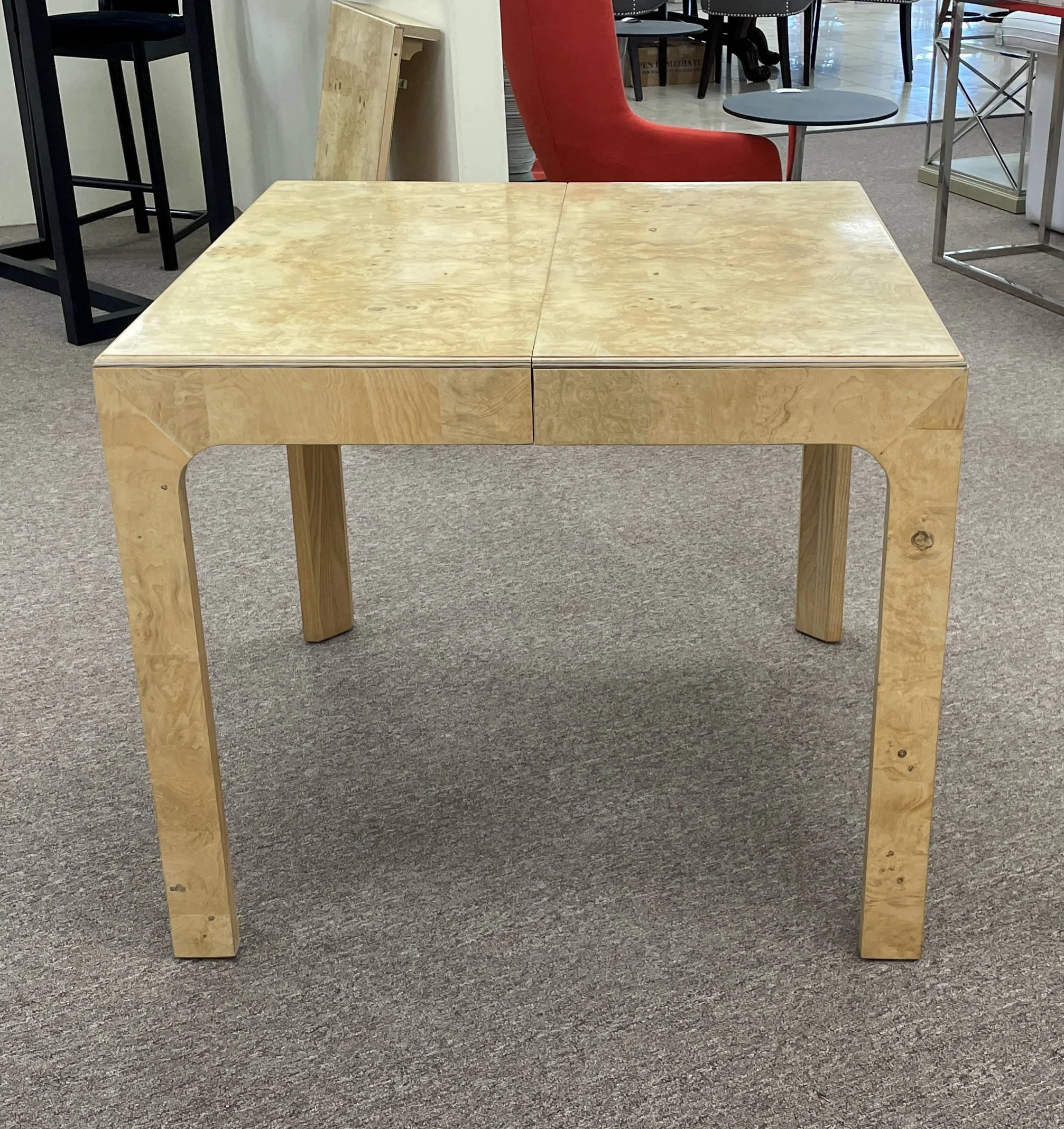 vintage-henredon-light-bookmatched-burl-game-card-table-parsons-table-rectangular-square-table 03.jpg