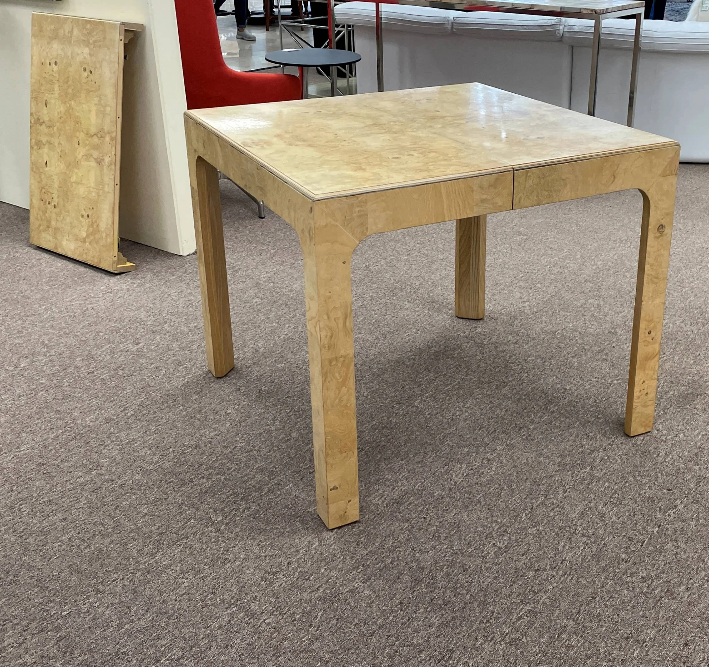 vintage-henredon-light-bookmatched-burl-game-card-table-parsons-table-rectangular-square-table 02.jpg