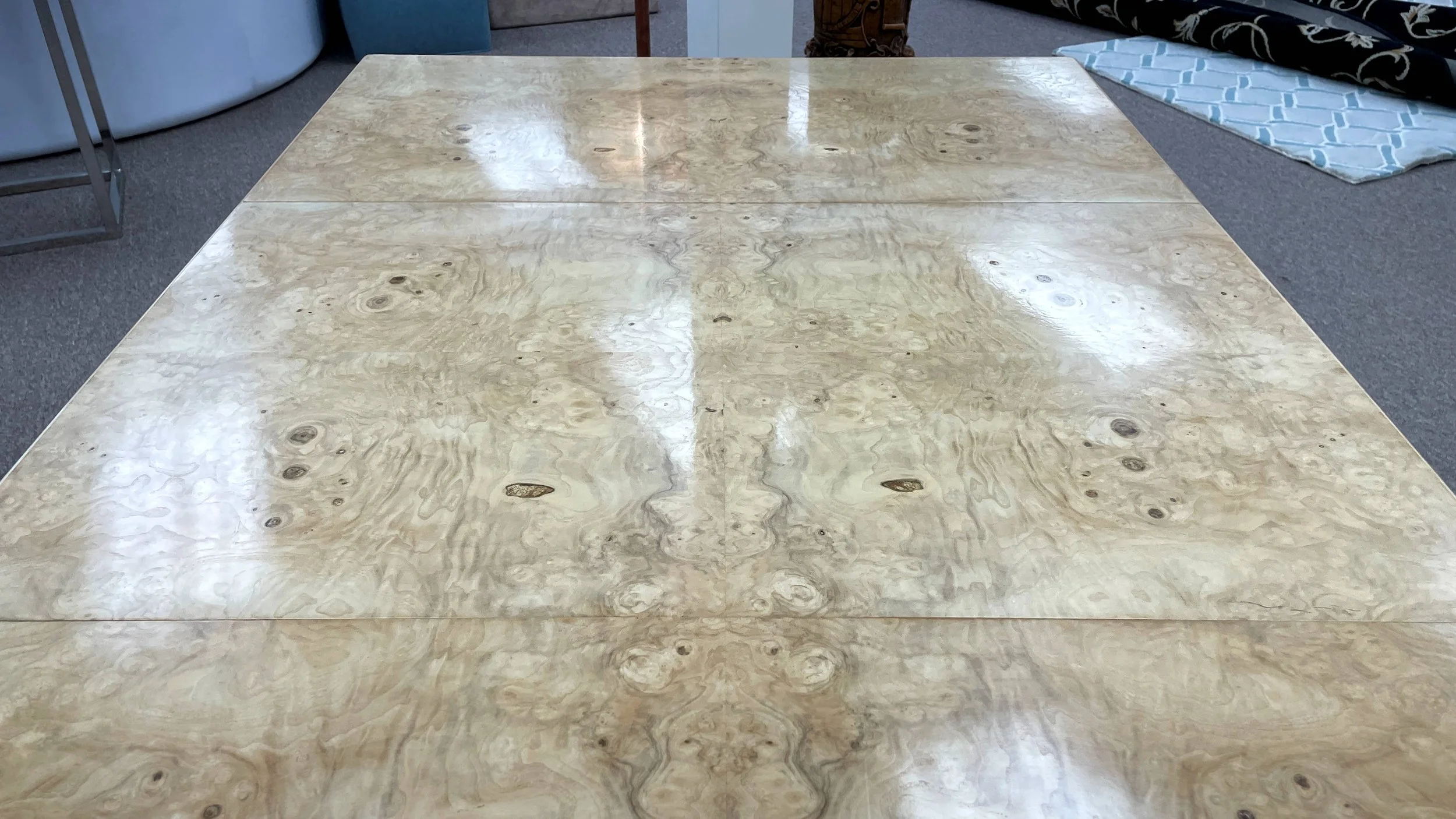 vintage-henredon-light-bookmatched-burl-game-card-table-parsons-table-rectangular-square-table 08.jpg