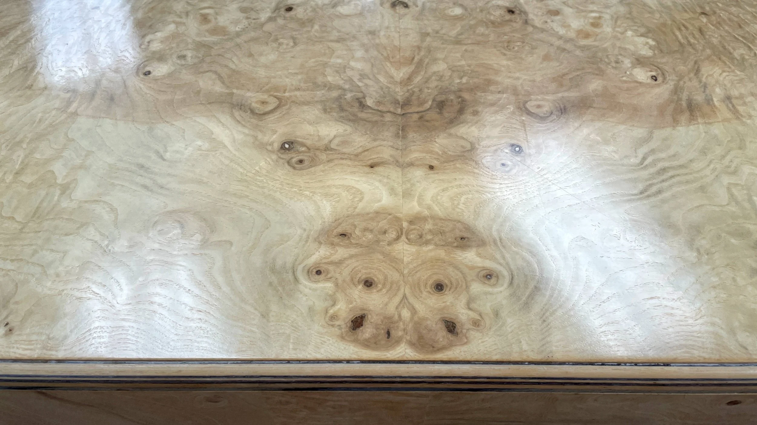 vintage-henredon-light-bookmatched-burl-game-card-table-parsons-table-rectangular-square-table 07a.jpg