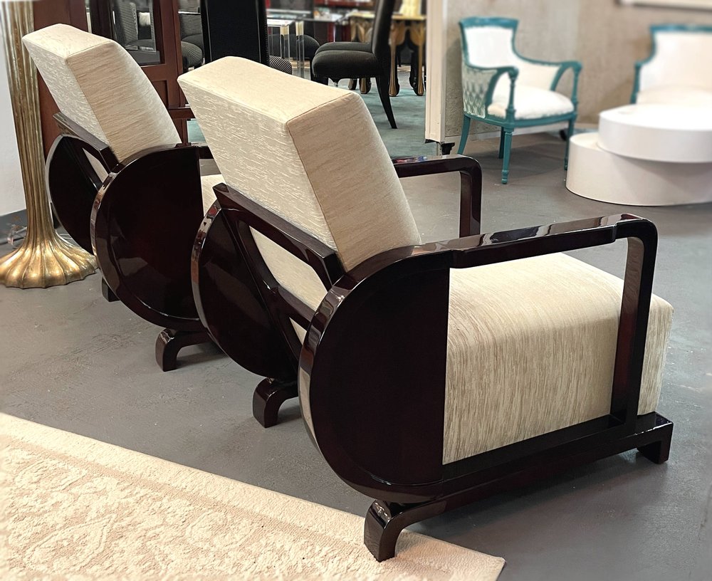 Encore Furniture Gallery-Pair - French Art Deco Lacquered Rosewood Lounge  Chairs