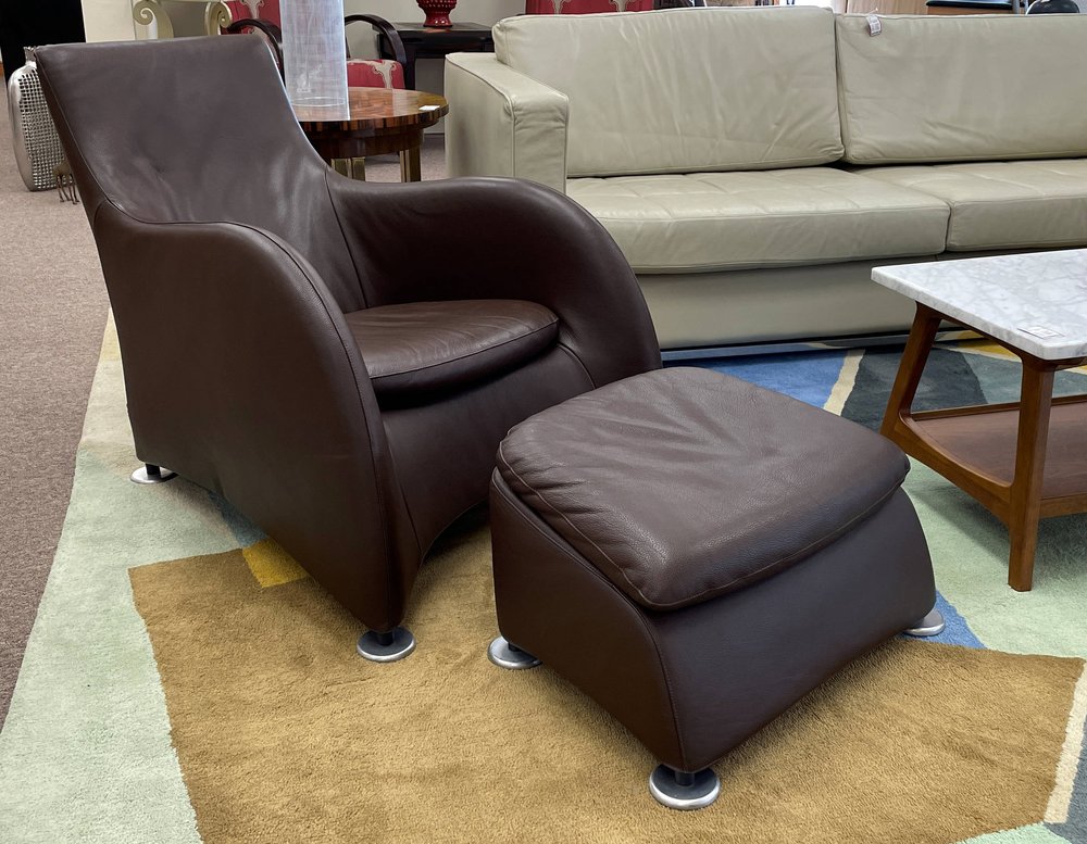 Encore Furniture Gallery-Gerard Van Der Berg Montis Leather Lounge Chair &  Ottoman