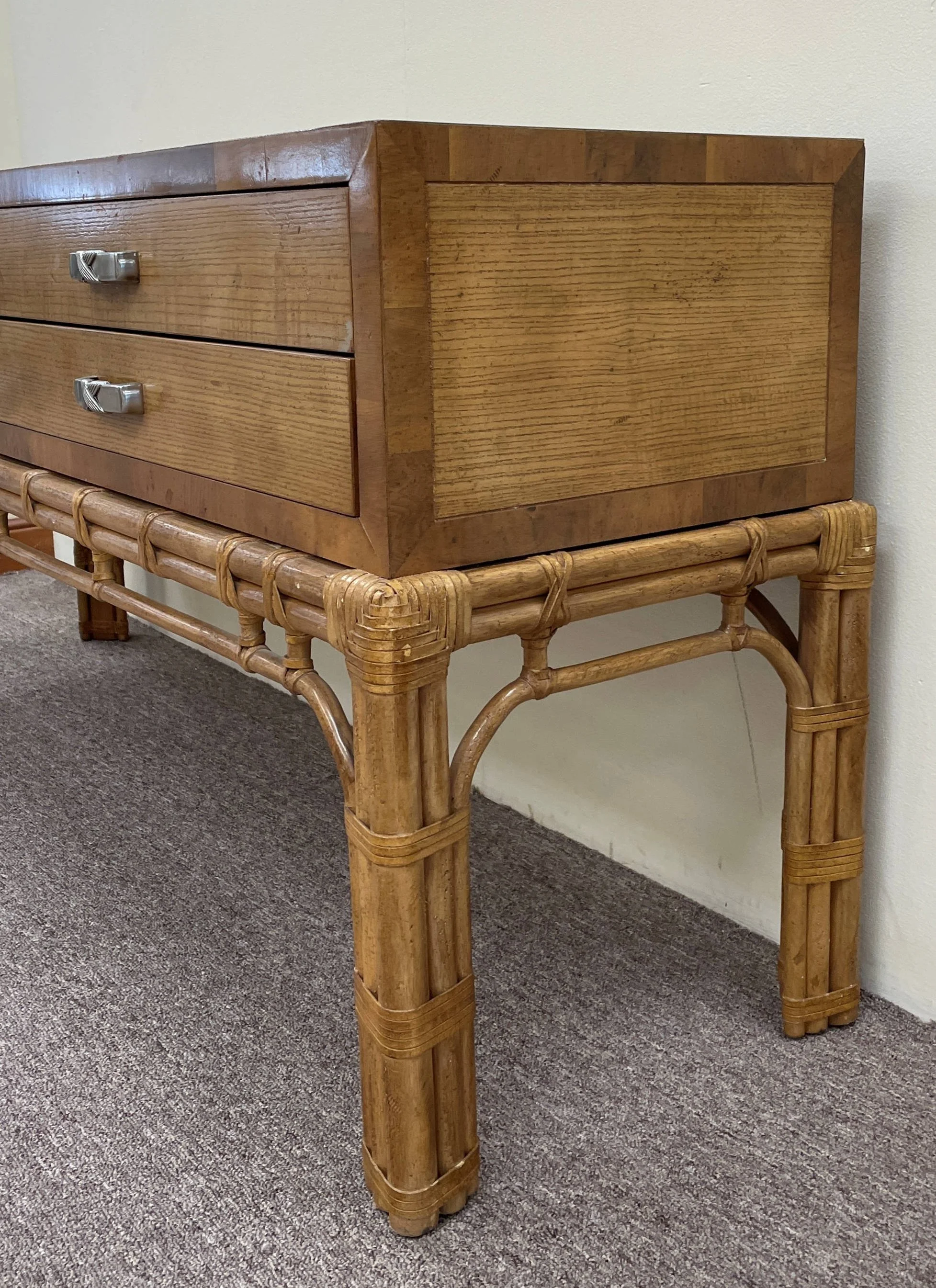 henredon-circa-east-bamboo-rattan-leather-laced-oak-console-table-sideboard 05.jpg