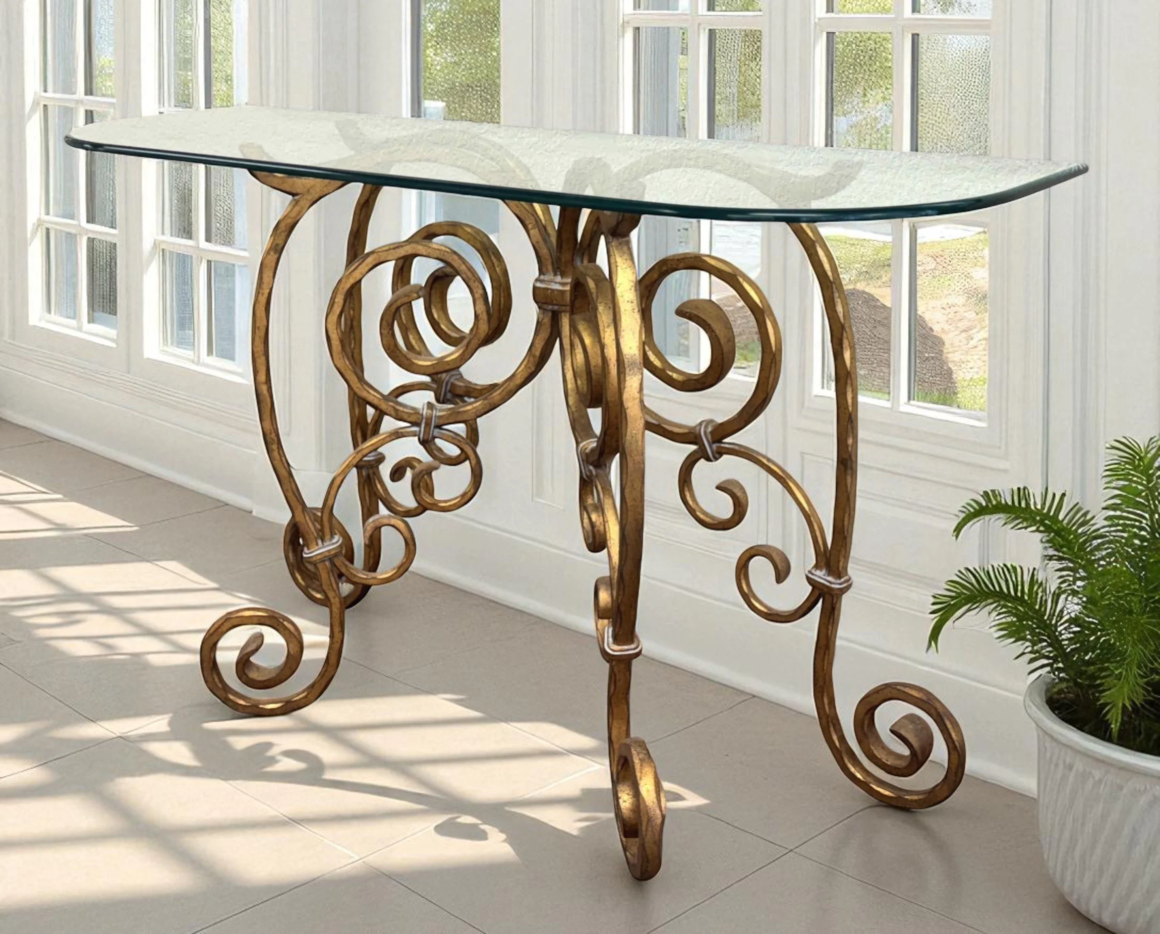 hollywood-regency-scrolled-gilt-iron-butterfly-glass-top-console-table room01.jpg