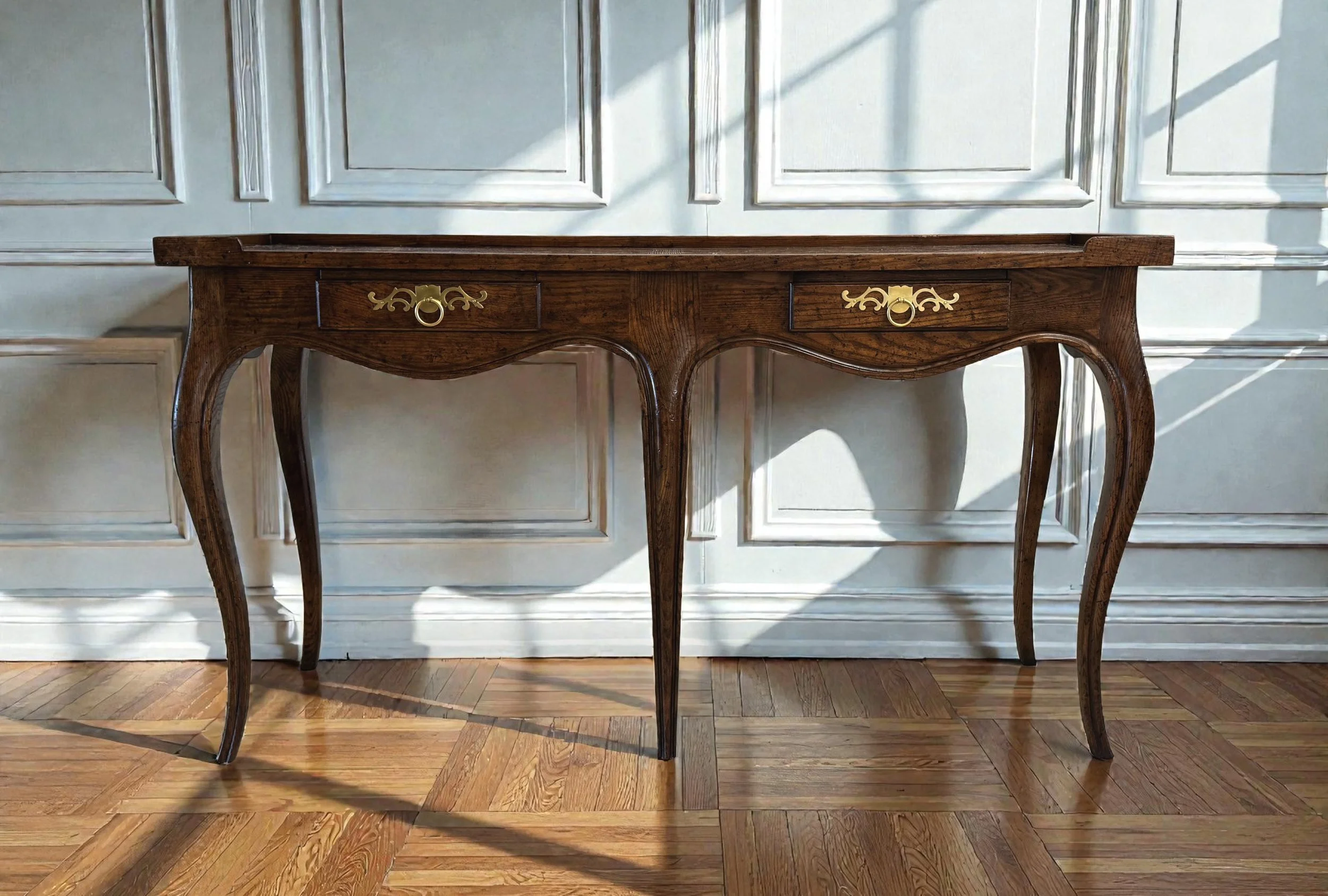 vintage-baker-milling-road-distressed-french-country-walnut-console-table room02.jpg