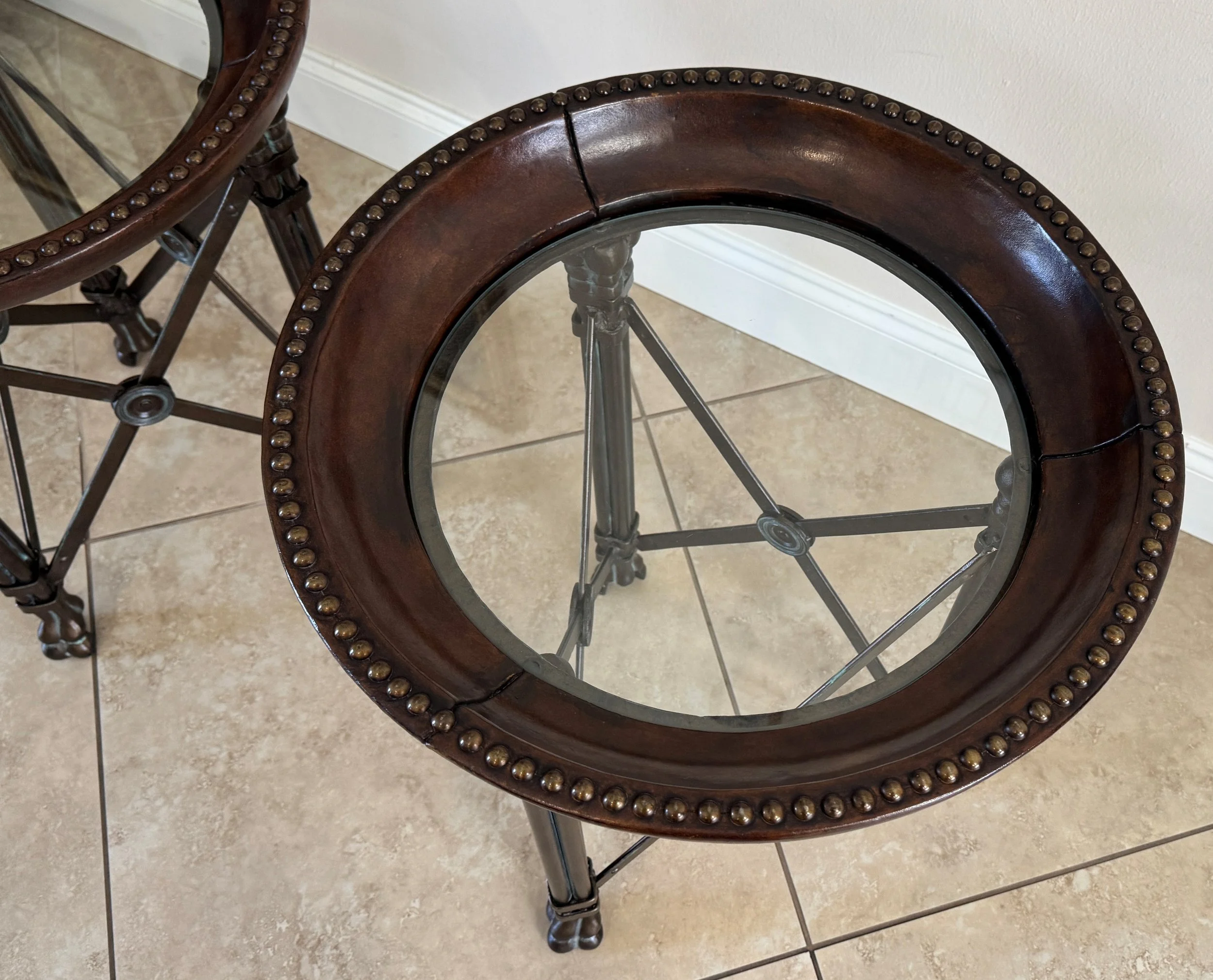 maitland-smith-leather-iron-brass-bronze-patina-regency-style-round-side-end-tables-nightstands 05.jpg