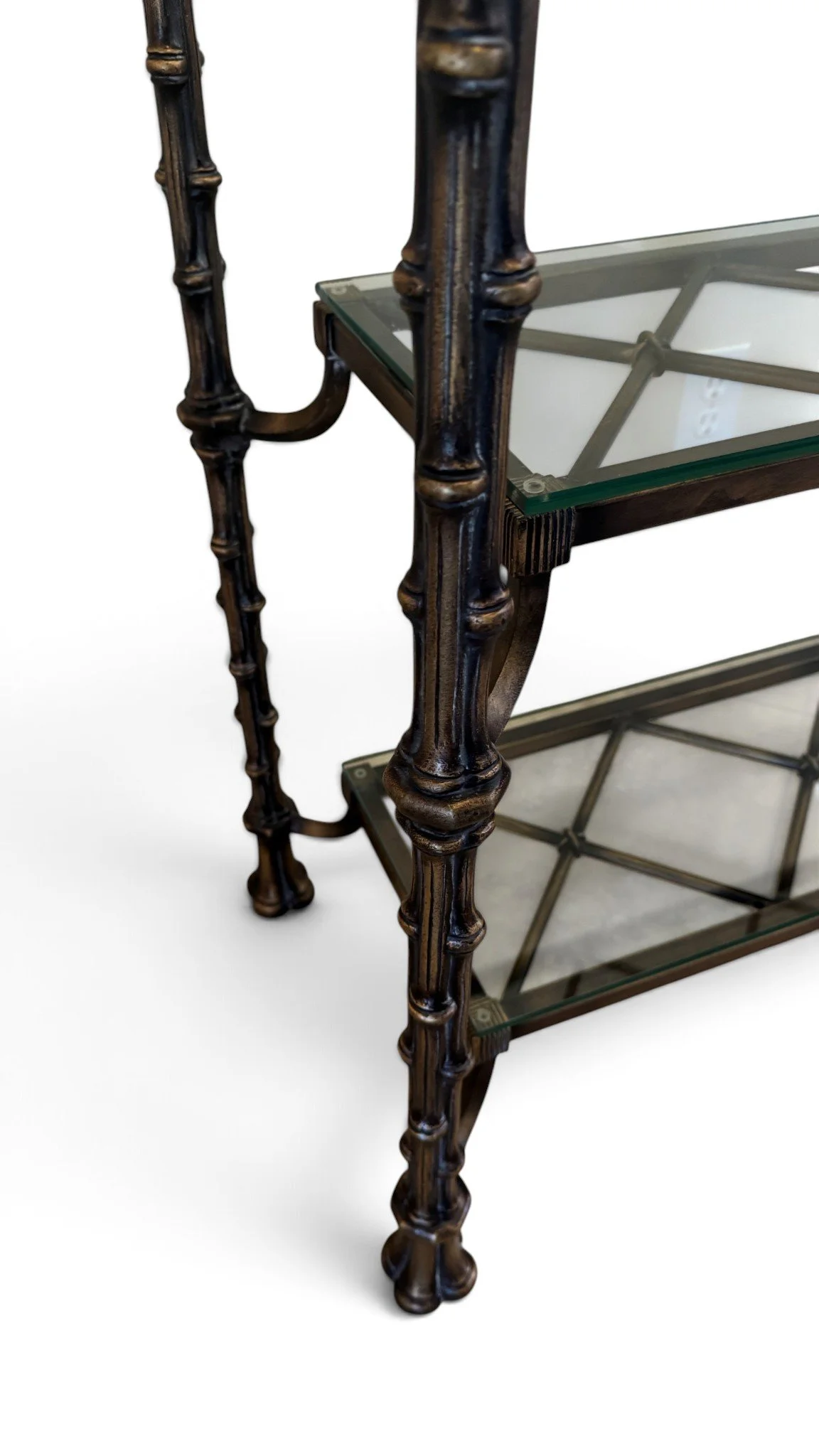 hollywood-regency-bronzed-iron-metal-faux-bamboo-3-tier-console-table-palm-tree-finial-accents-glass-shelves 09-SH.jpg