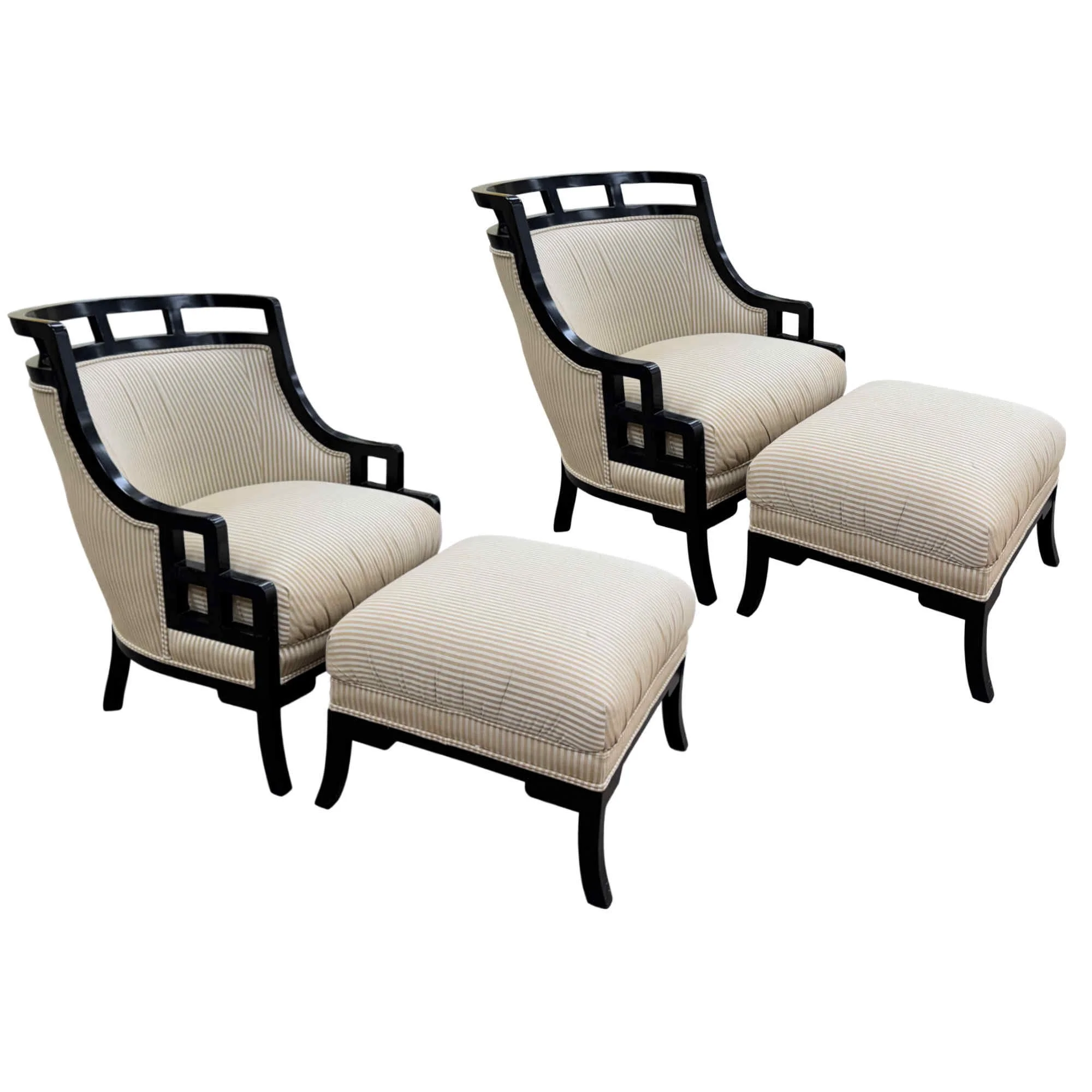 Pair - Jay Spectre for Century Lounge Chairs & Ottomans