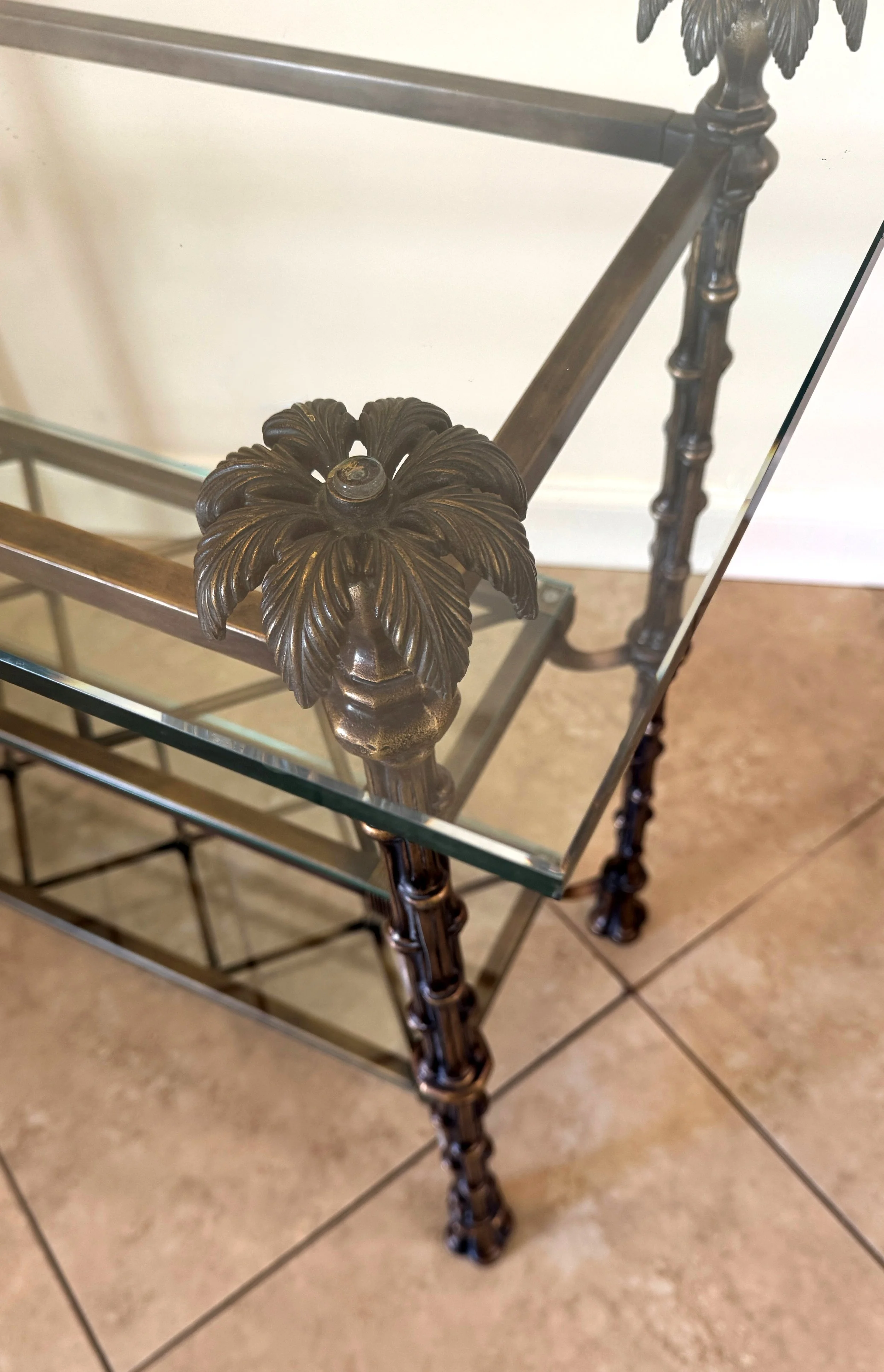 hollywood-regency-bronzed-iron-metal-faux-bamboo-3-tier-console-table-palm-tree-finial-accents-glass-shelves 13.jpg
