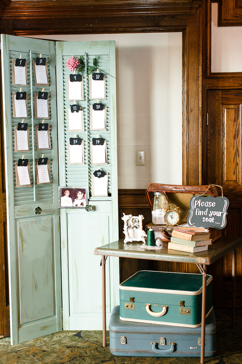 90th Birthday Celebration, Event Photography, Long Beach Photographers, Green, white and black,, inspiration, table numbers, The Reef Restaurant, antiques, themed, seating chart insiration
