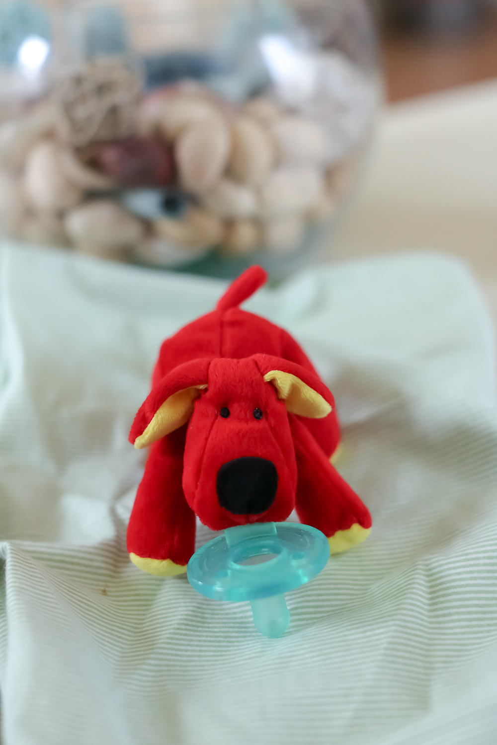 Costa Mesa Newborn Lifestyle Portraits, Orange County Family Photos, Daddy's first teddy bear, Gina Holt Photography, Family Photography, Red Dog Pacifier