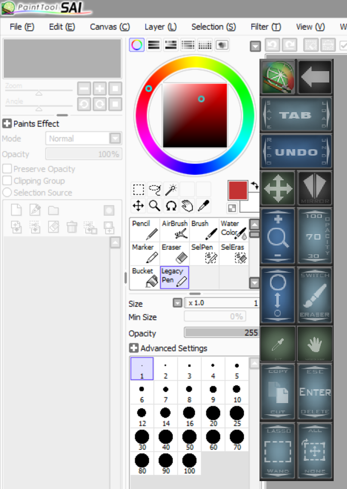 Paint Tool SAI's crowded UI really benefits from the custom dock, but I'm not certain these are the most appropriate functions to include. Your suggestions are welcomed.