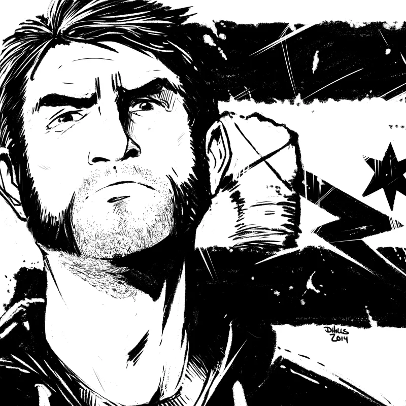 This was a warm-up sketch. I wanted to change things up from drawing comic book characters, so I spent a couple of days drawing professional wrestlers. This one is of CM Punk.