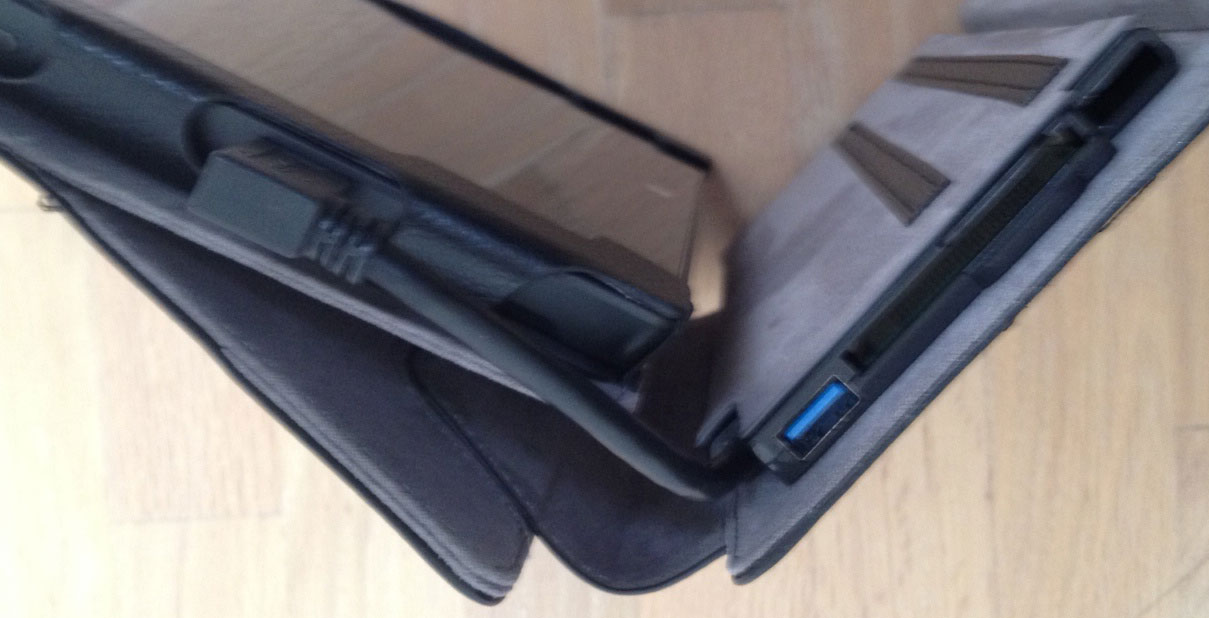 The dock cover connector plugs into the Surface Pro's USB port. There are no drivers available from ProKASE and I worry that this may become an issue in the future. My tablet sometimes reports it's unable to identify the USB device when the dock is plugged in. I've also had intermittent issues with the Marvell wifi driver while the dock is connected.