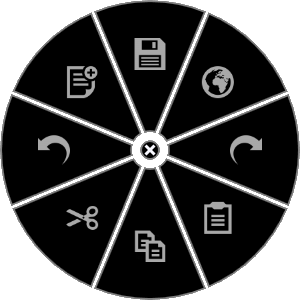 The default RadialMenu offers eight commonly used functions that will apply to most applications. Each wedge is customizable and a profile can be created on an application-specific basis.
