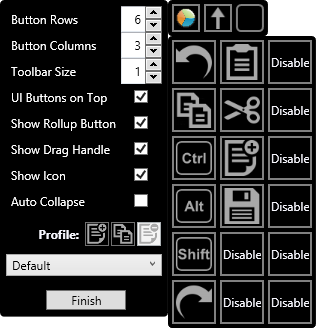 E xpanding the number of available items in a toolbar is a simple matter of increasing the available rows and columns.