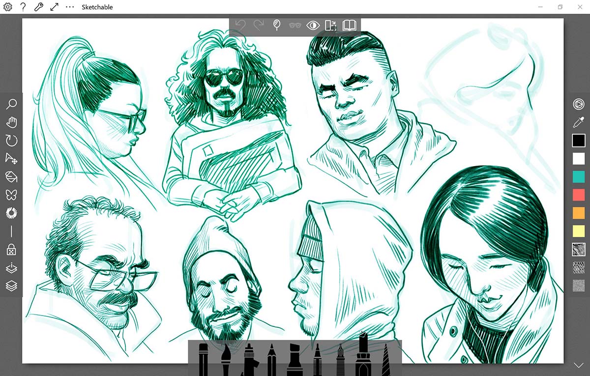 Head sketches by Hamilton Cline